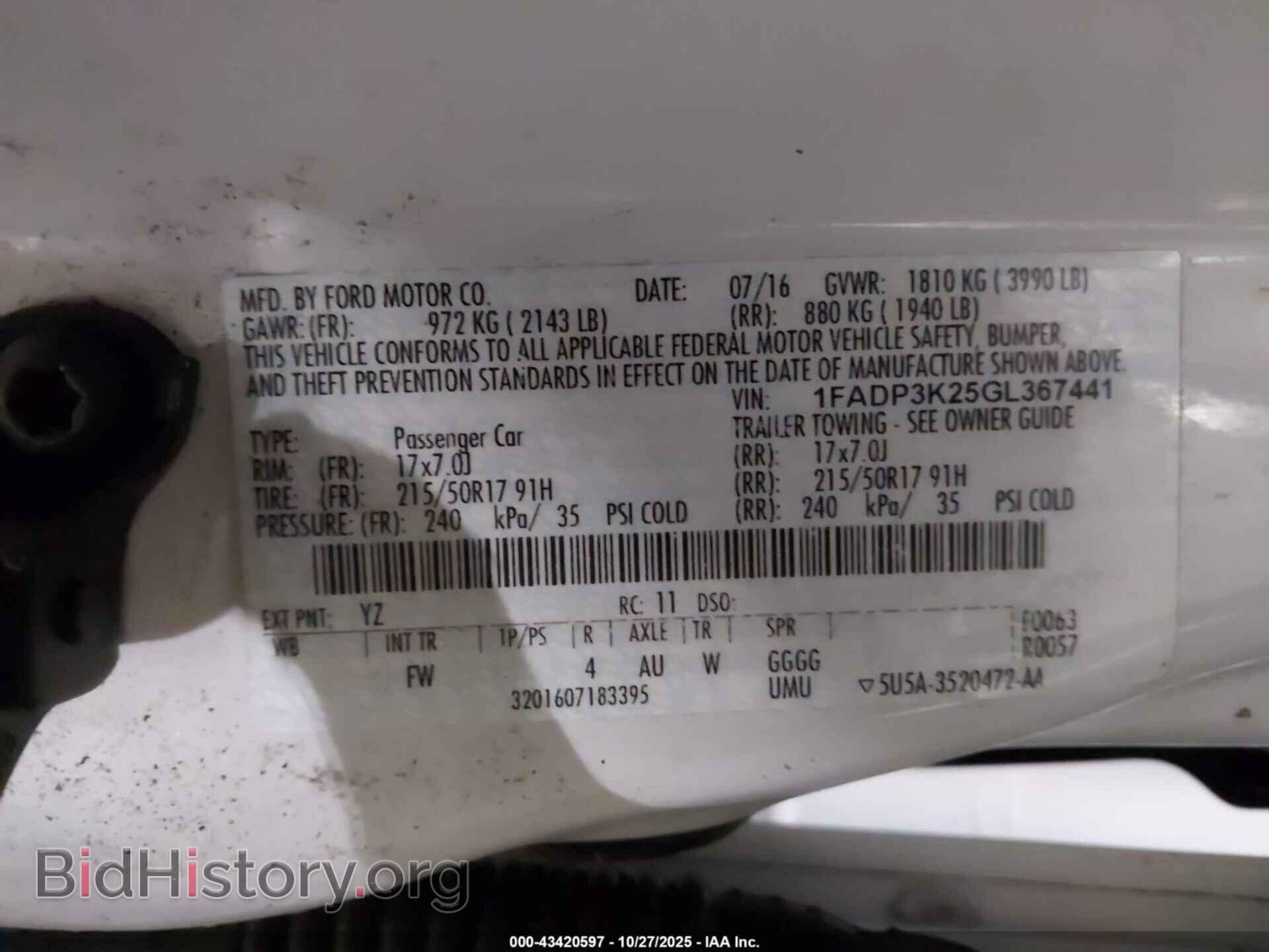 2016 FORD FOCUS - VIN: 1FADP3K25GL367441 - Фото 9