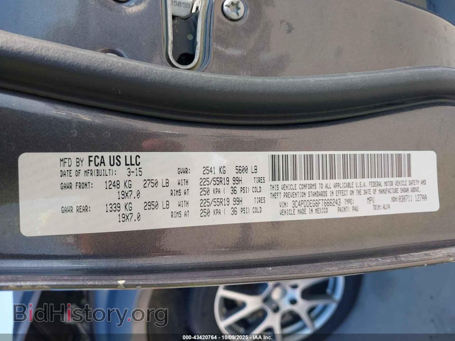 2015 DODGE JOURNEY - VIN: 3C4PDDEG6FT666243 - Фото 9