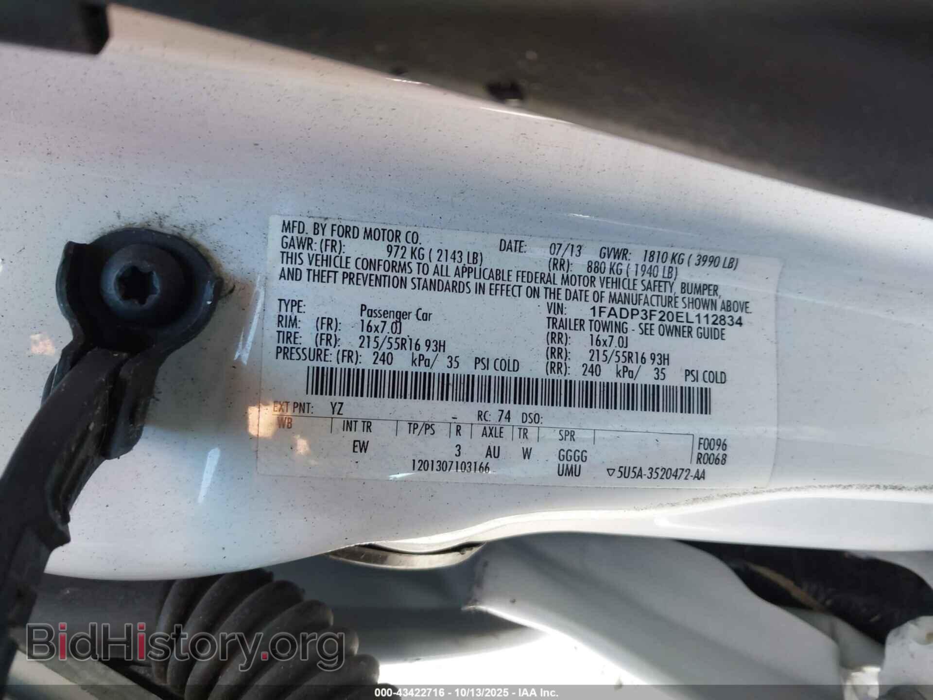 2014 FORD FOCUS - VIN: 1FADP3F20EL112834 - Фото 9