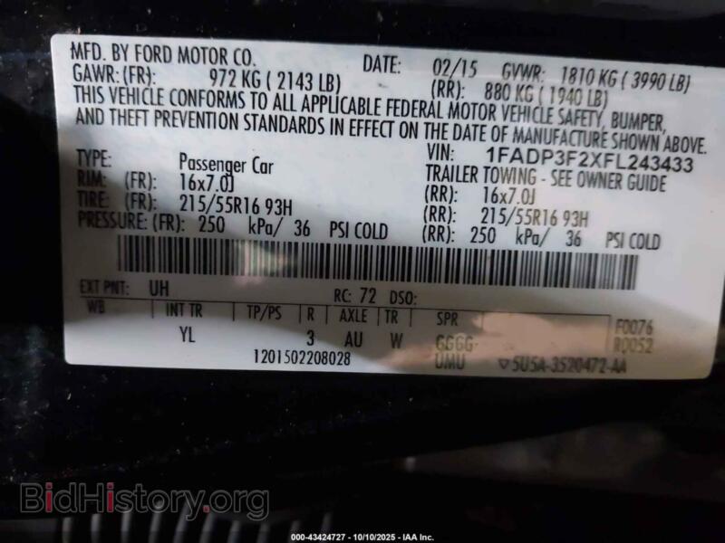 2015 Ford FOCUS (VIN 1FADP3F2XFL243433) — фото 9 из 16