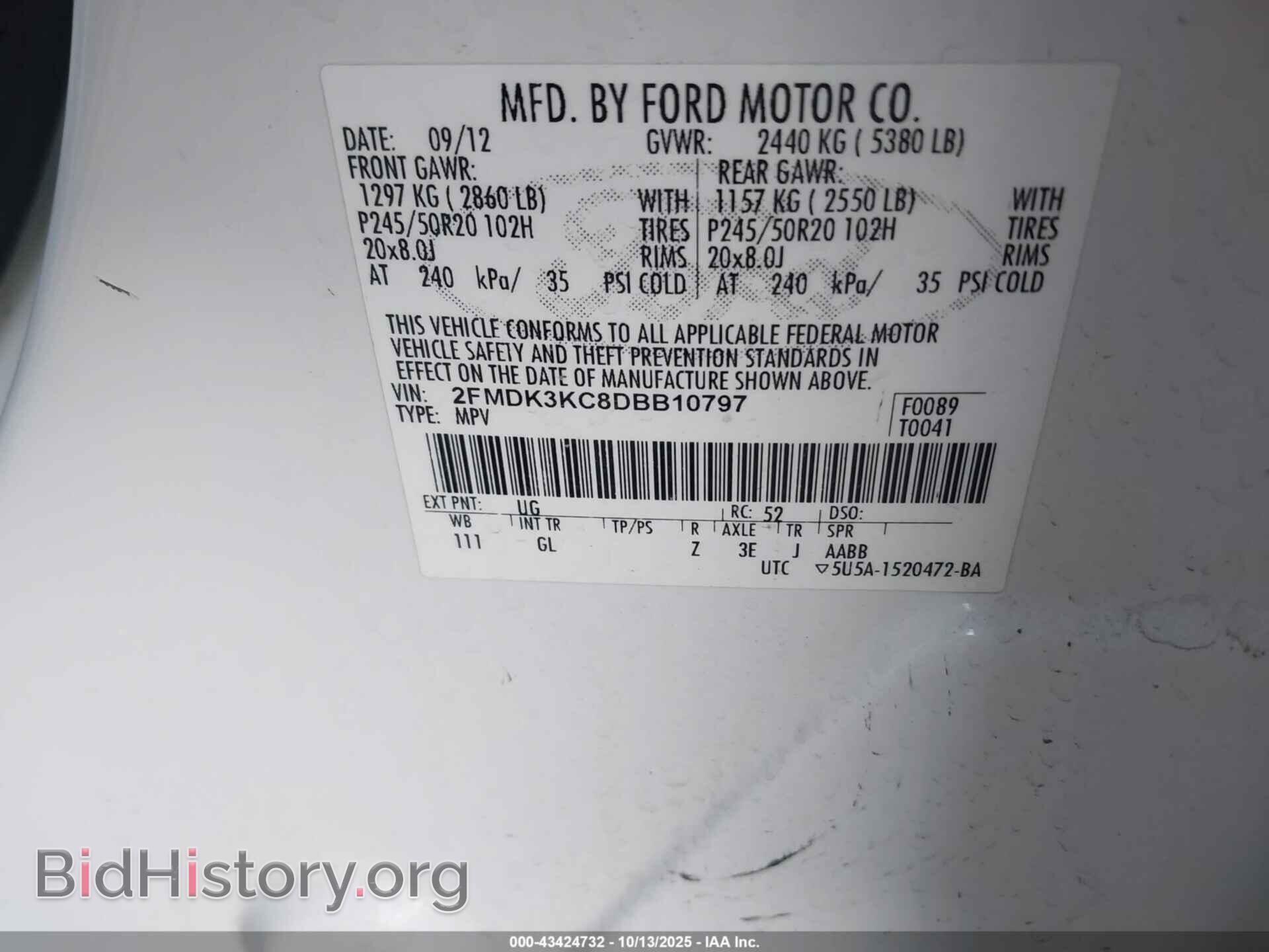 2013 FORD EDGE - VIN: 2FMDK3KC8DBB10797 - Photo 9