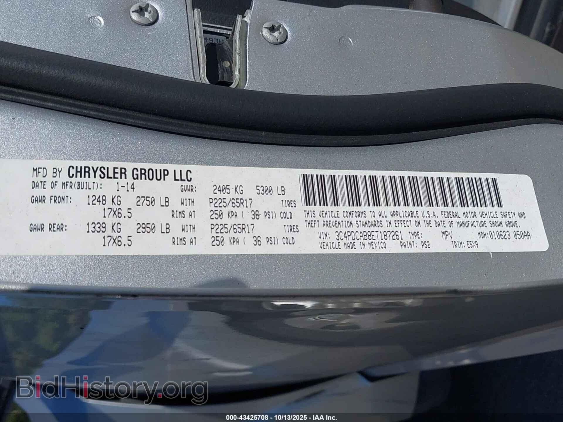 2014 DODGE JOURNEY - VIN: 3C4PDCAB8ET187261 - Фото 9