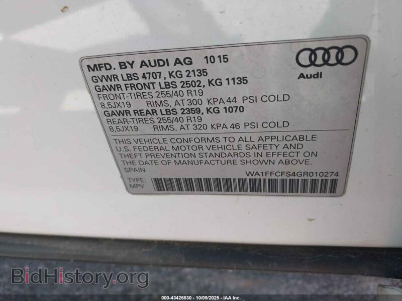 2016 Audi Q3 (VIN WA1FFCFS4GR010274) — фото 9 из 16