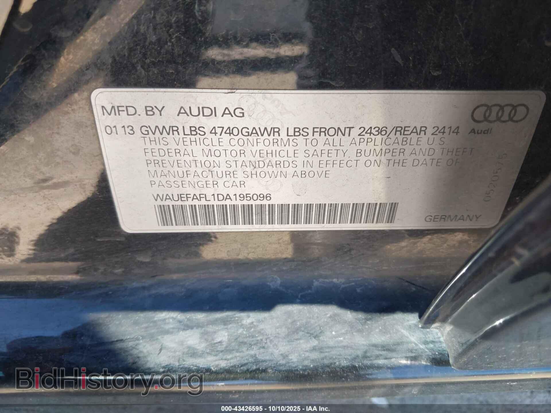 2013 AUDI A4 - VIN: WAUEFAFL1DA195096 - Фото 9