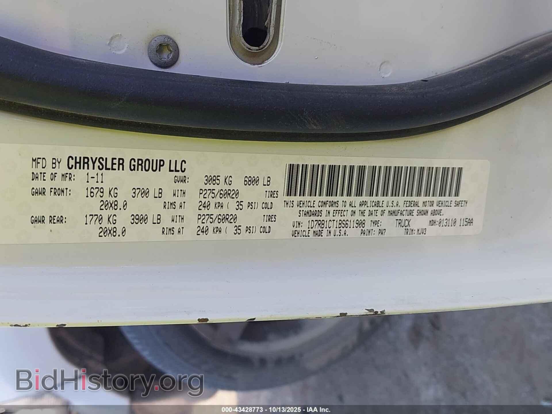 2011 RAM RAM 1500 - VIN: 1D7RB1CT1BS611908 - Фото 9