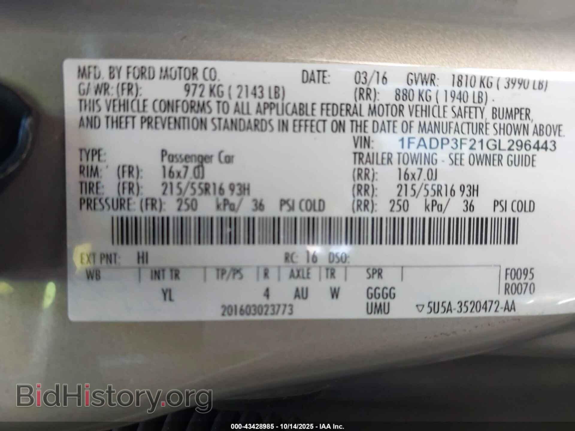2016 FORD FOCUS - VIN: 1FADP3F21GL296443 - Фото 9