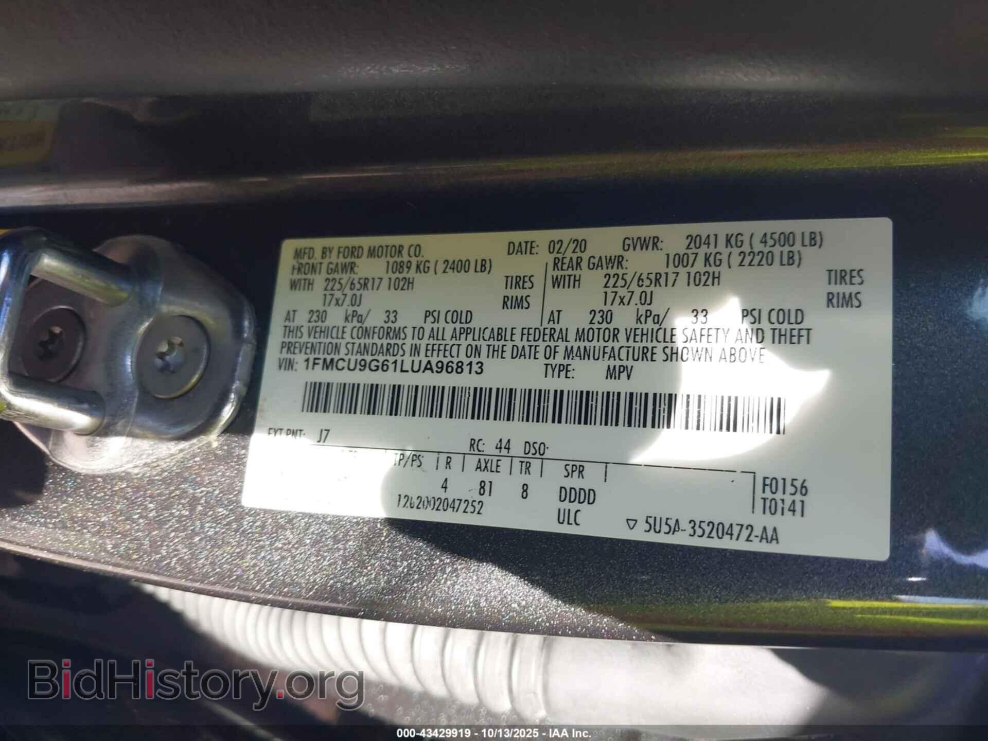 2020 FORD ESCAPE - VIN: 1FMCU9G61LUA96813 - Photo 9
