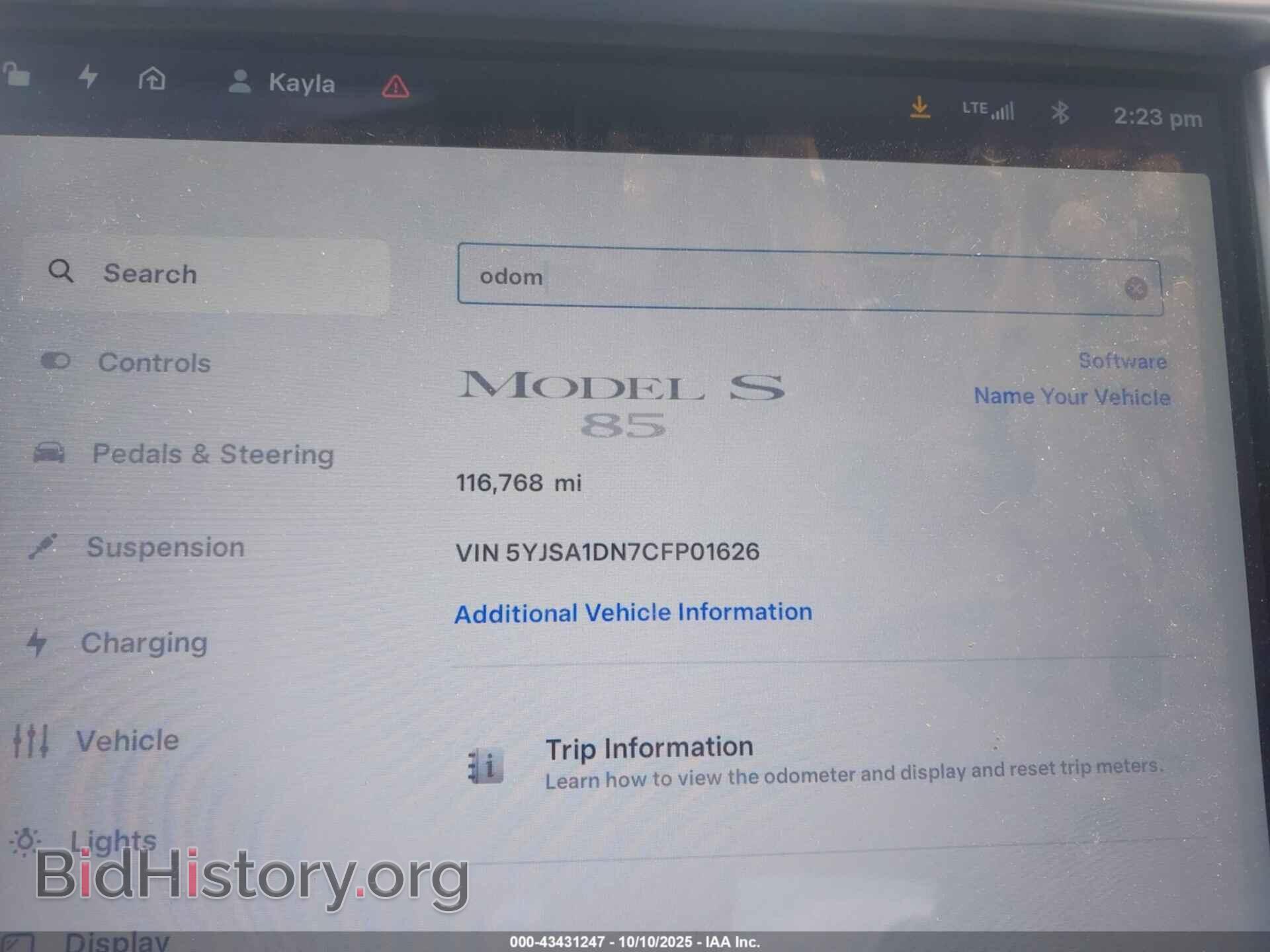 2012 TESLA MODEL S - VIN: 5YJSA1DN7CFP01626 - Photo 7