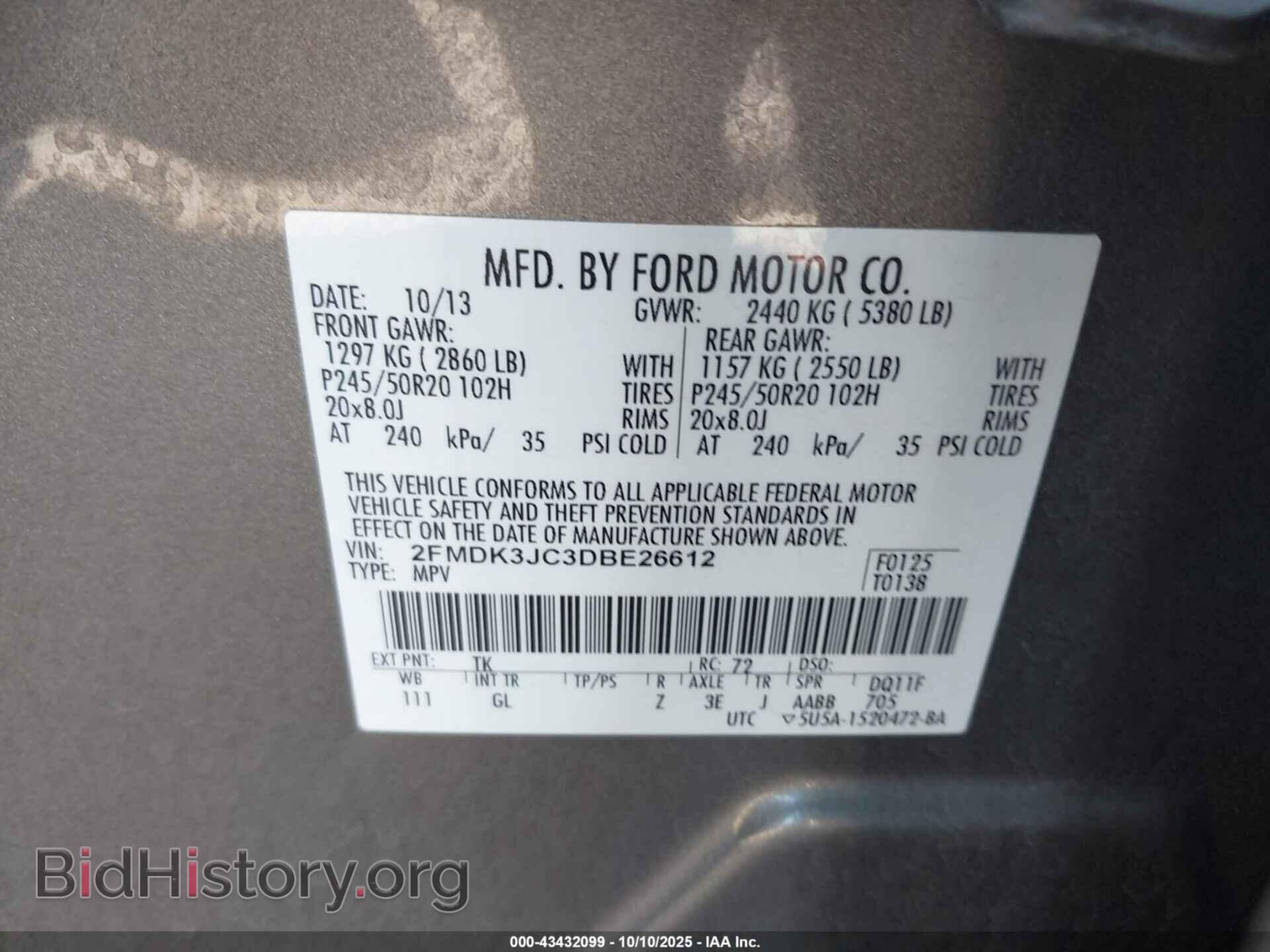 2013 FORD EDGE - VIN: 2FMDK3JC3DBE26612 - Фото 9