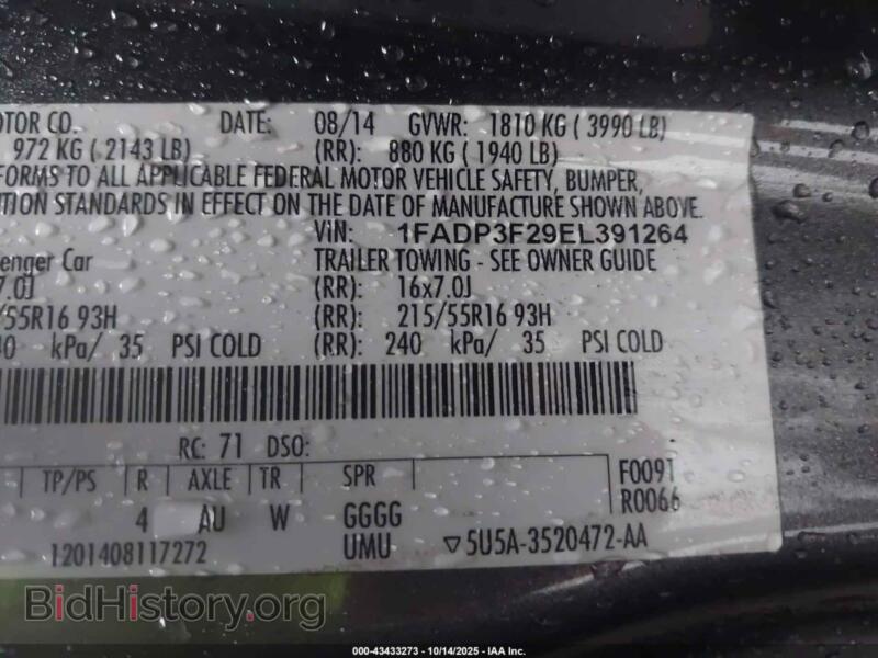 2014 Ford FOCUS (VIN 1FADP3F29EL391264) — фото 9 из 11