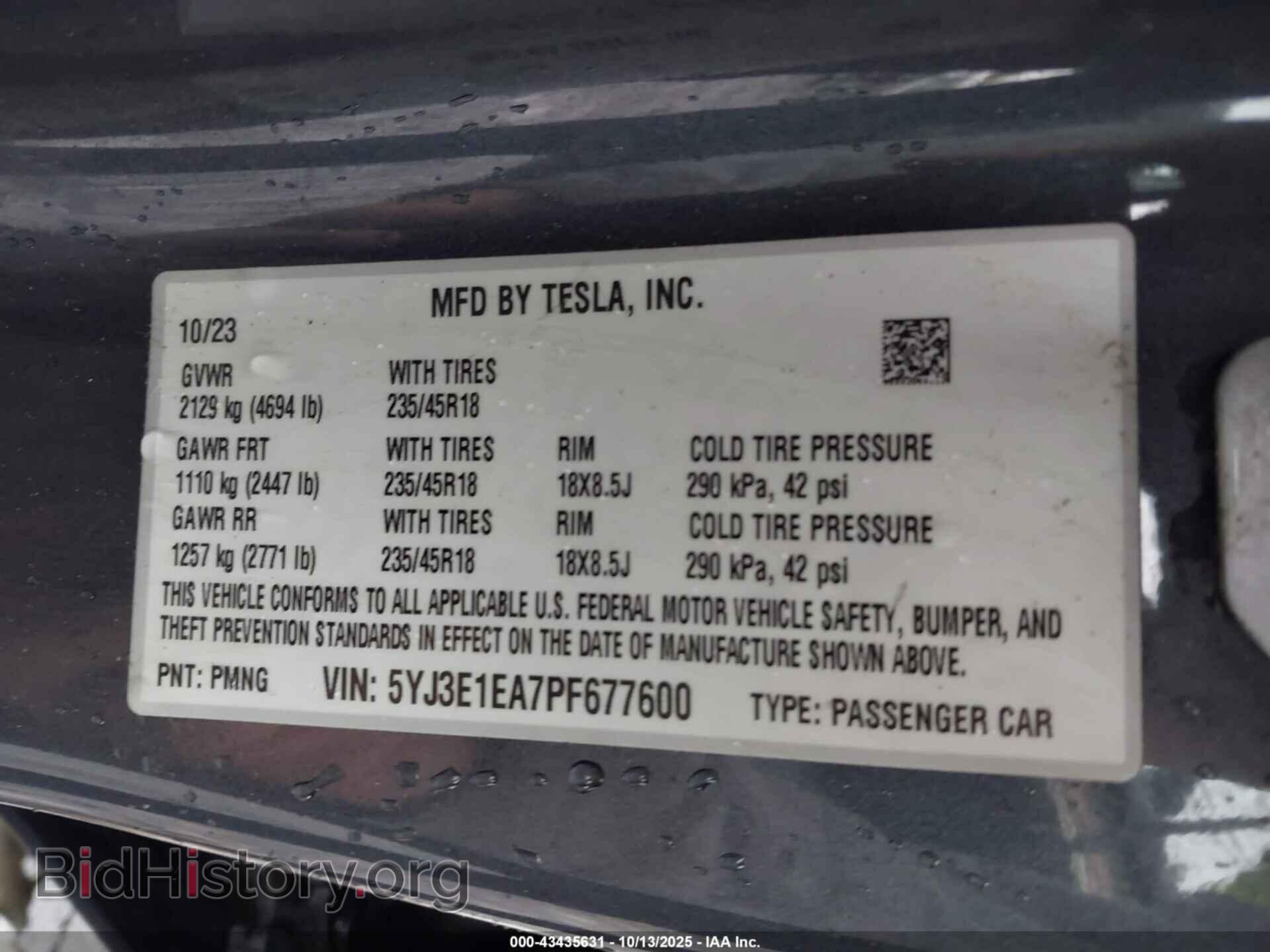 2023 TESLA MODEL 3 - VIN: 5YJ3E1EA7PF677600 - Фото 9