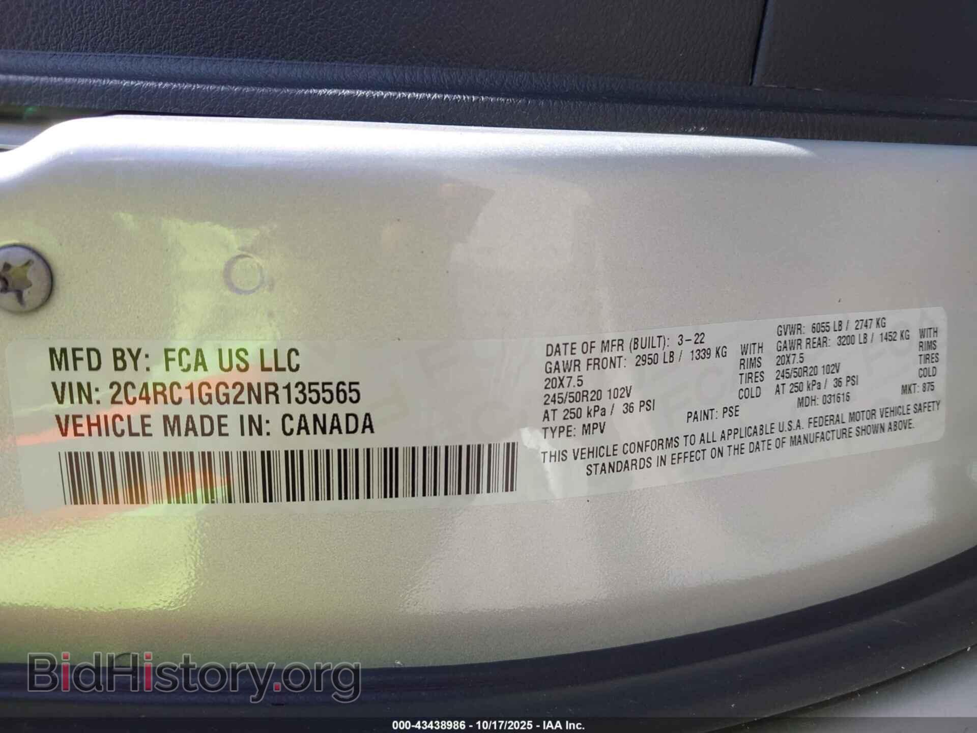 2022 CHRYSLER PACIFICA - VIN: 2C4RC1GG2NR135565 - Photo 9