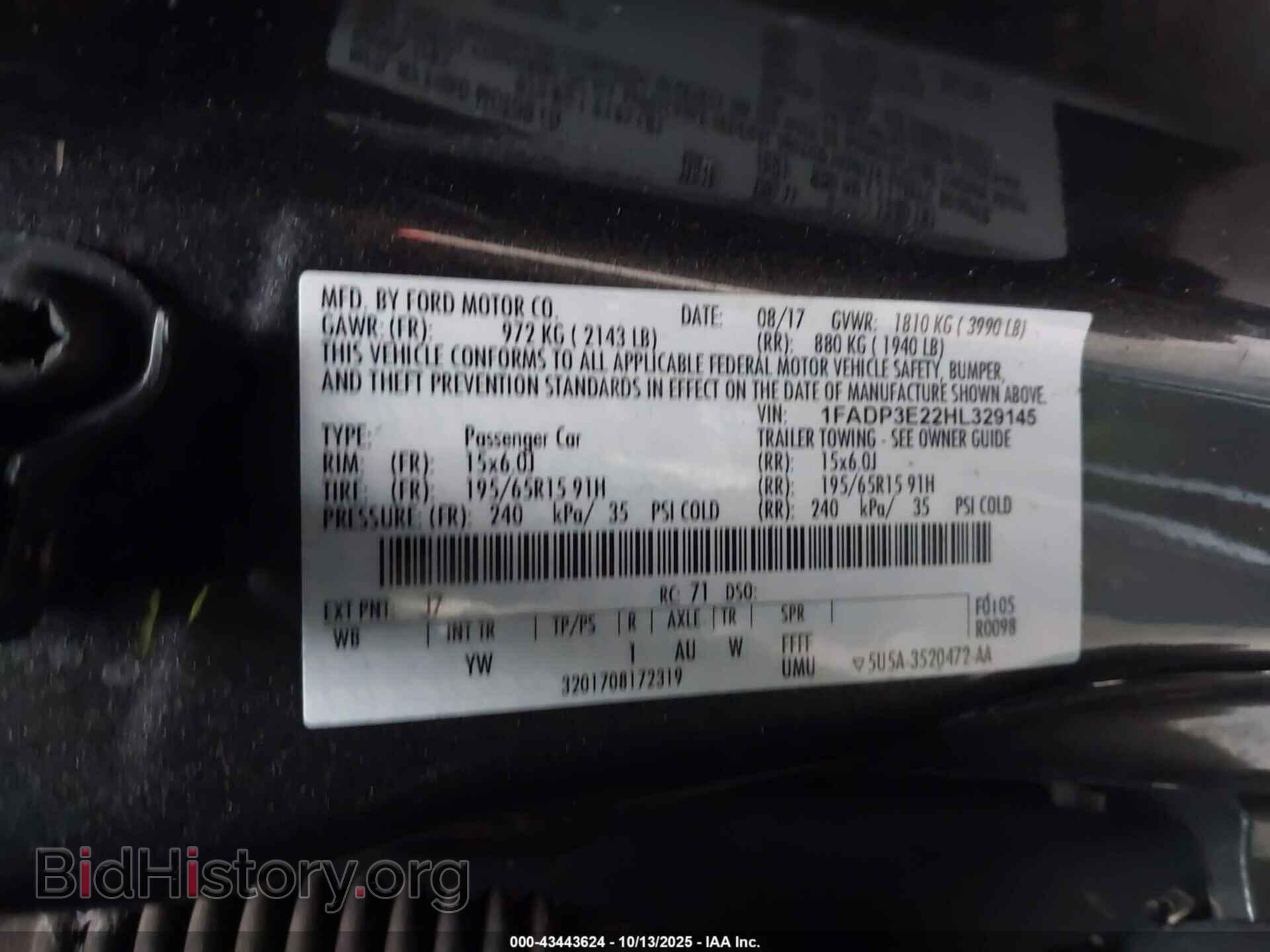 2017 FORD FOCUS - VIN: 1FADP3E22HL329145 - Фото 9