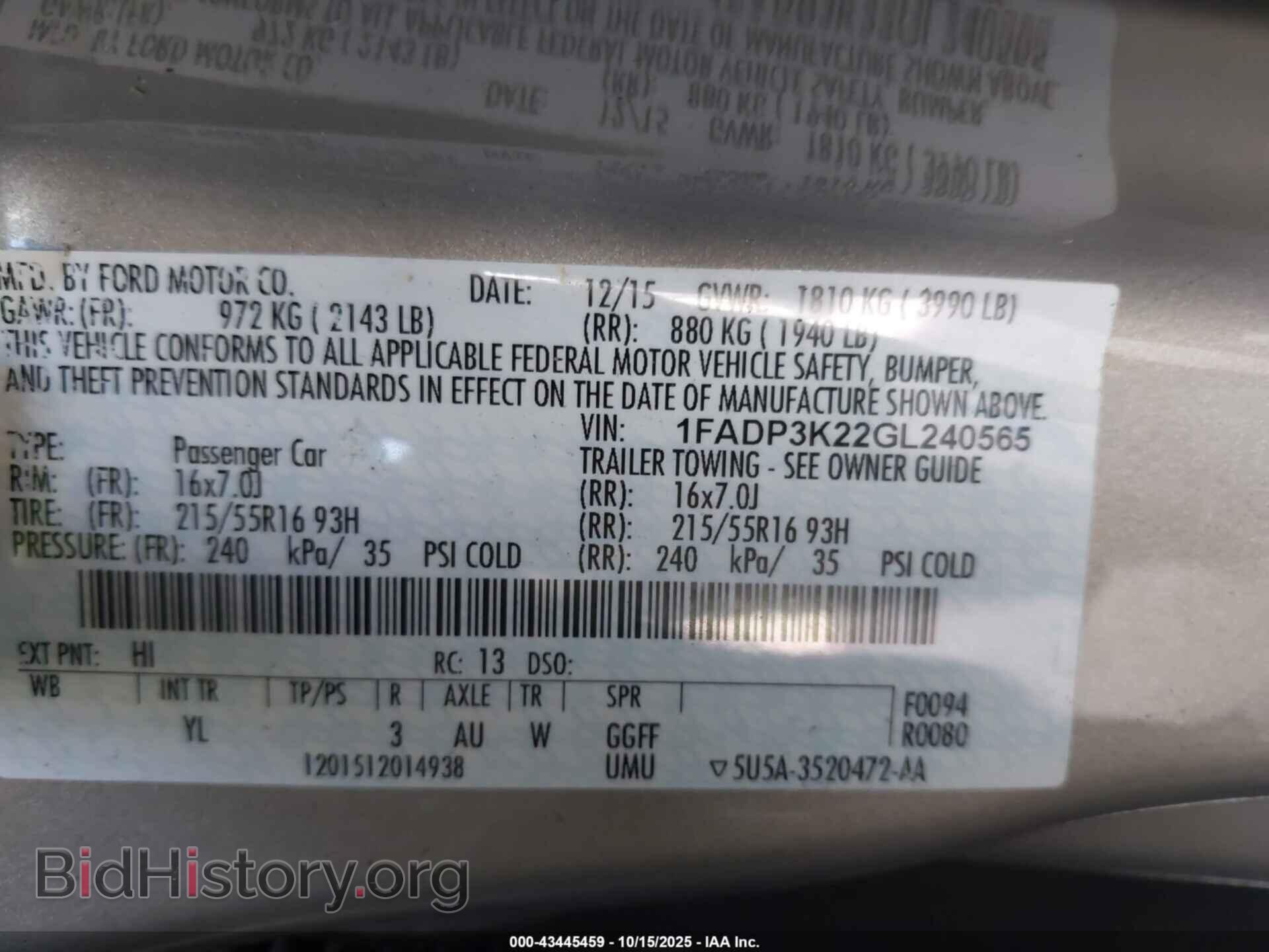 2016 FORD FOCUS - VIN: 1FADP3K22GL240565 - Фото 9