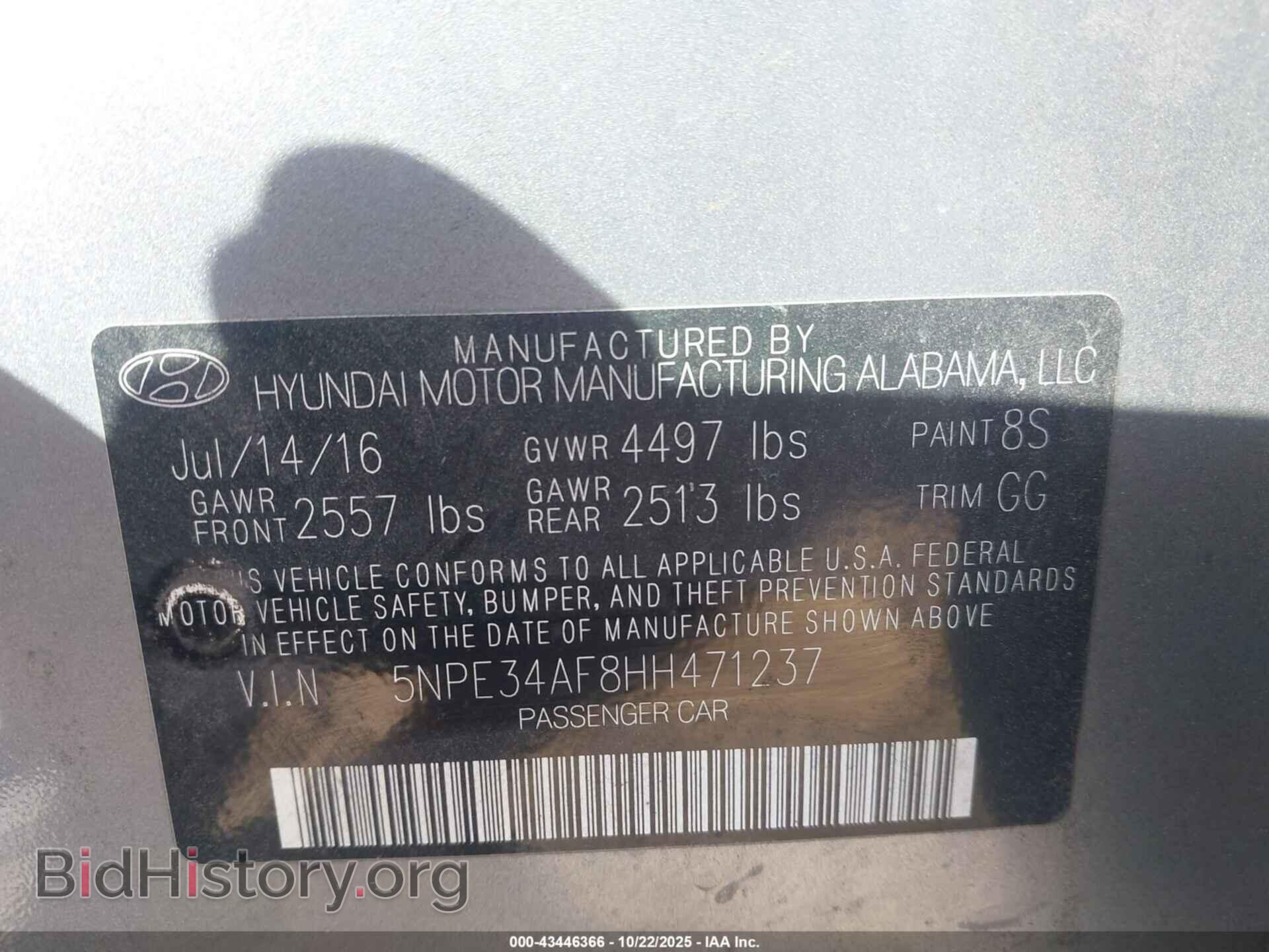 2017 HYUNDAI SONATA - VIN: 5NPE34AF8HH471237 - Фото 9