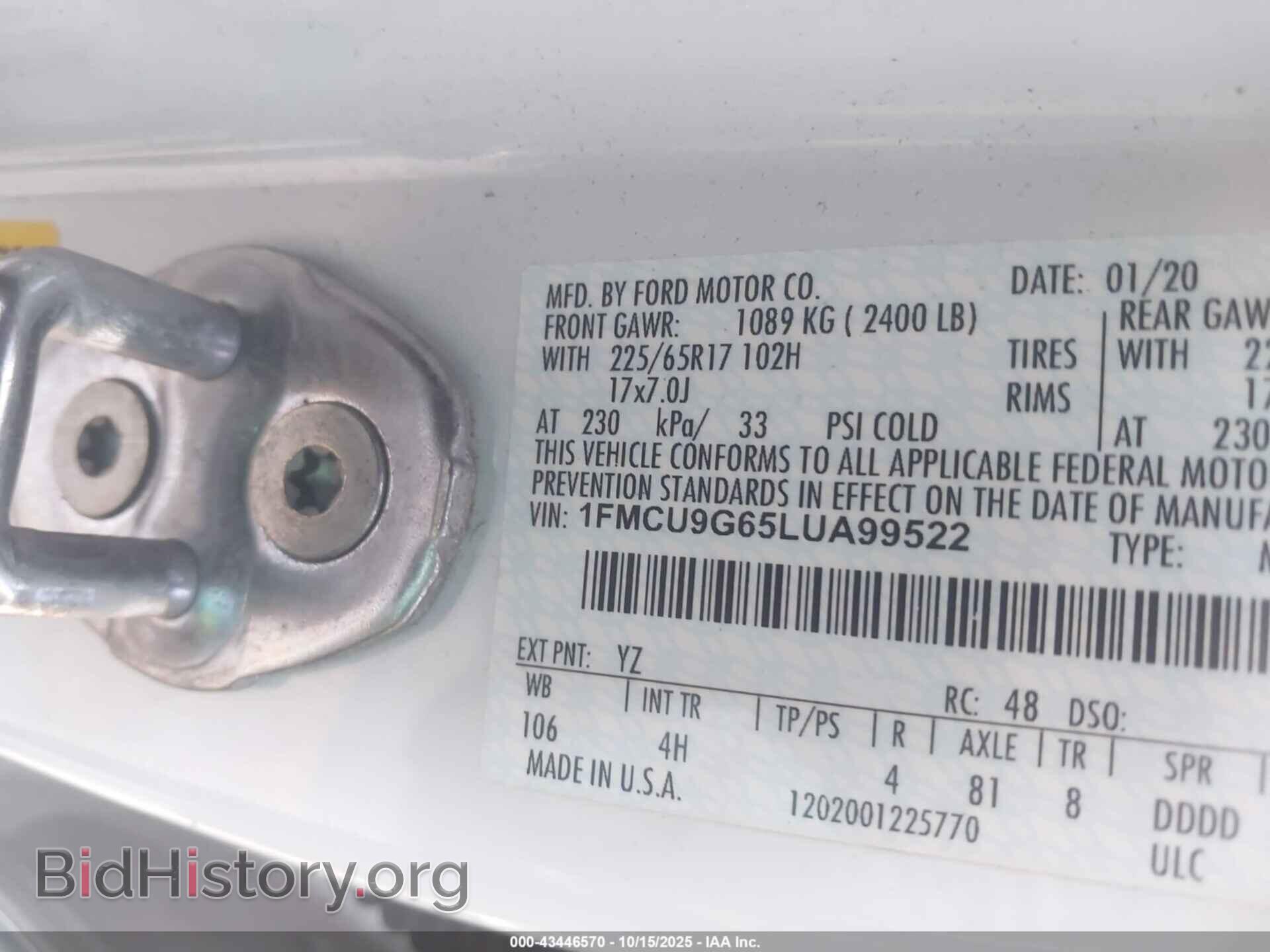 2020 FORD ESCAPE - VIN: 1FMCU9G65LUA99522 - Photo 9