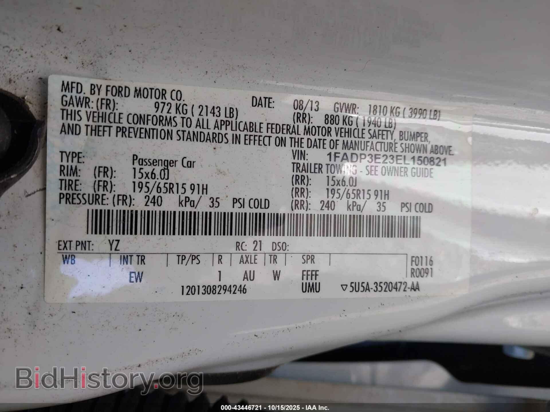 2014 FORD FOCUS - VIN: 1FADP3E23EL150821 - Фото 9