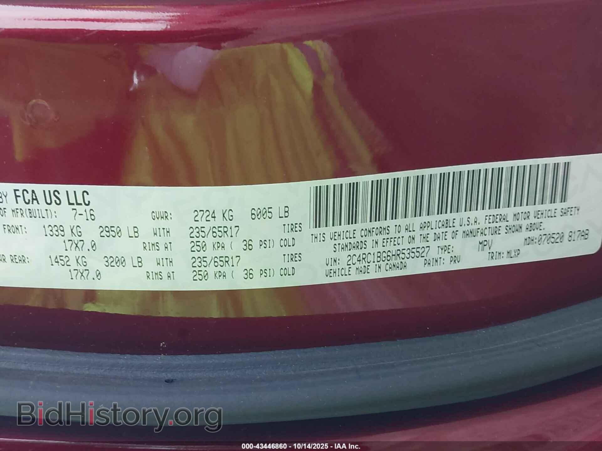 2017 CHRYSLER PACIFICA - VIN: 2C4RC1BG6HR535527 - Photo 9