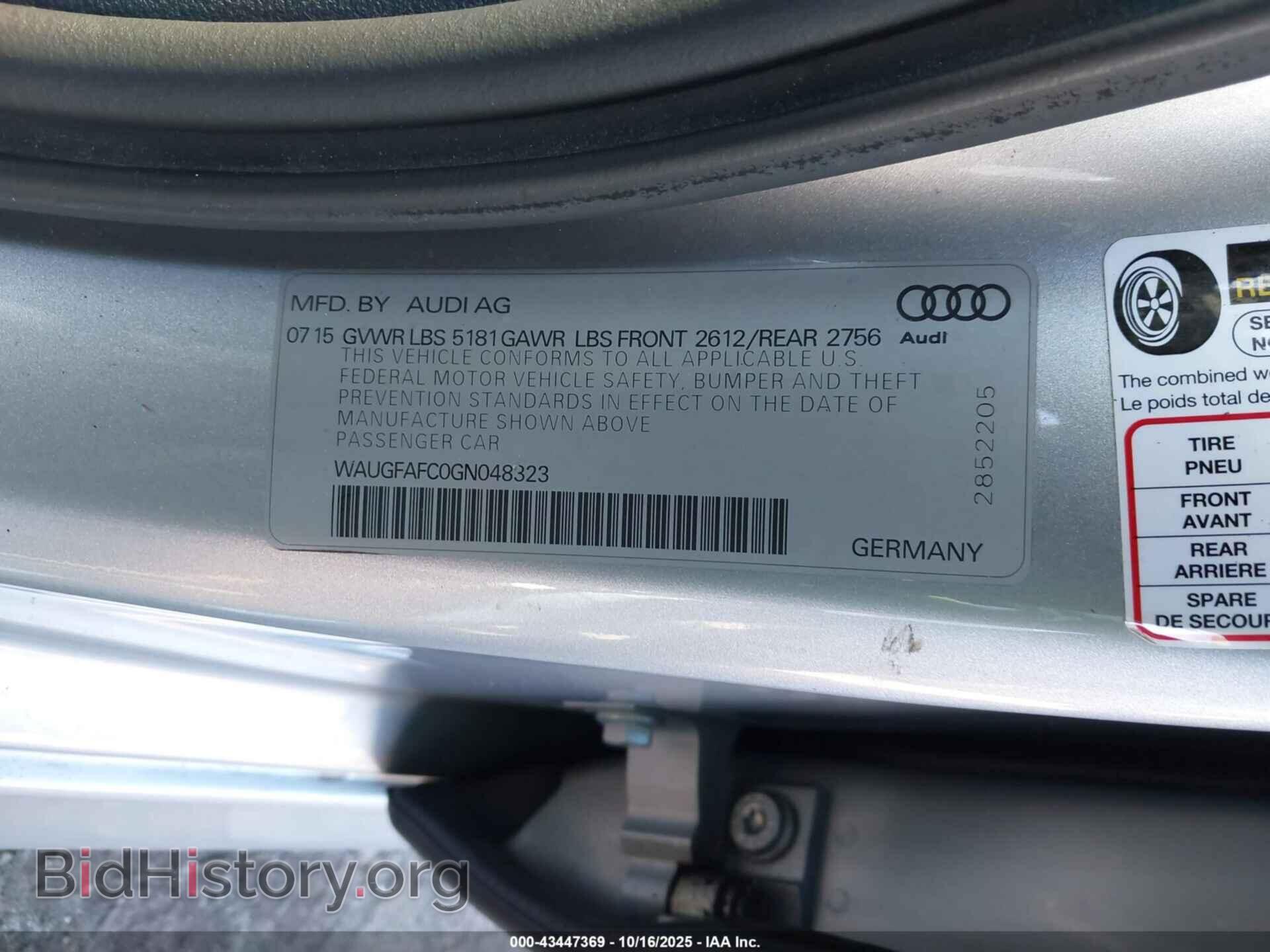 2016 AUDI A6 - VIN: WAUGFAFC0GN048323 - Фото 9
