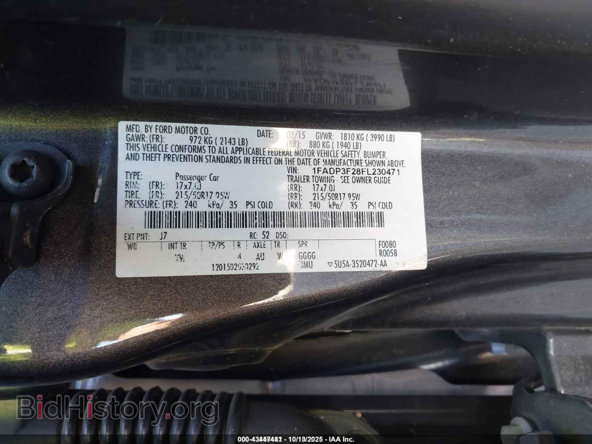 2015 FORD FOCUS - VIN: 1FADP3F28FL230471 - Фото 9