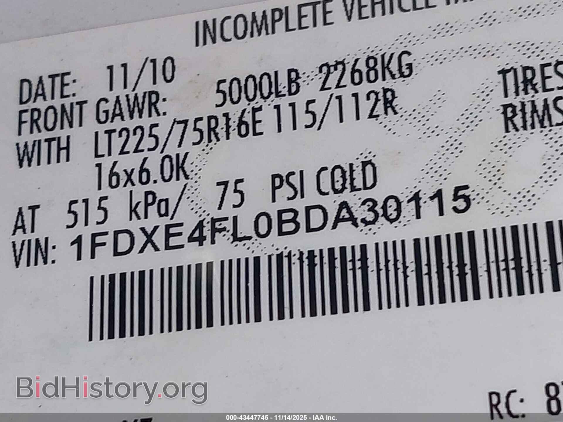 2011 FORD E-450 CUTAWAY - VIN: 1FDXE4FL0BDA30115 - Фото 8