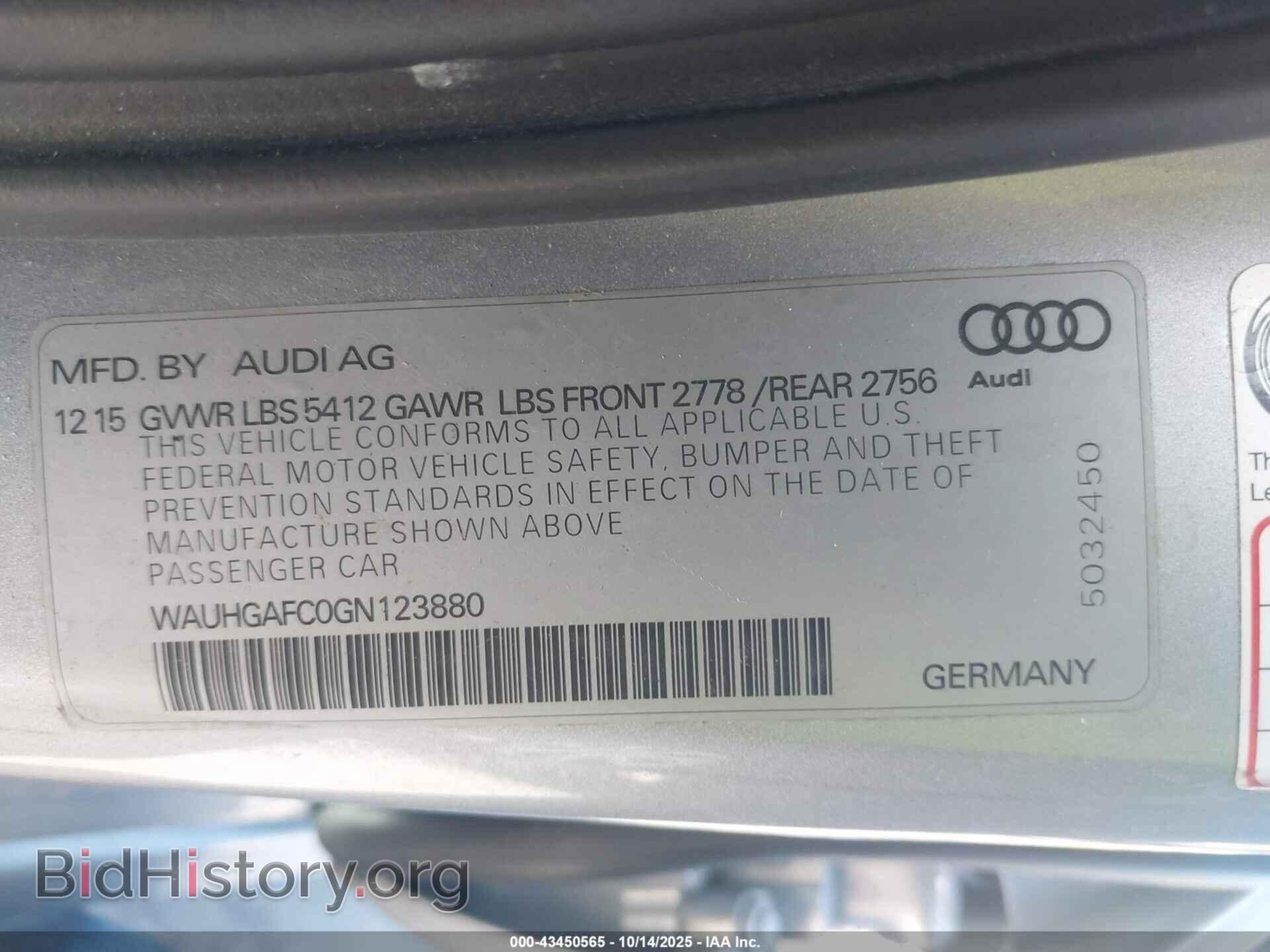 2016 AUDI A6 - VIN: WAUHGAFC0GN123880 - Фото 9