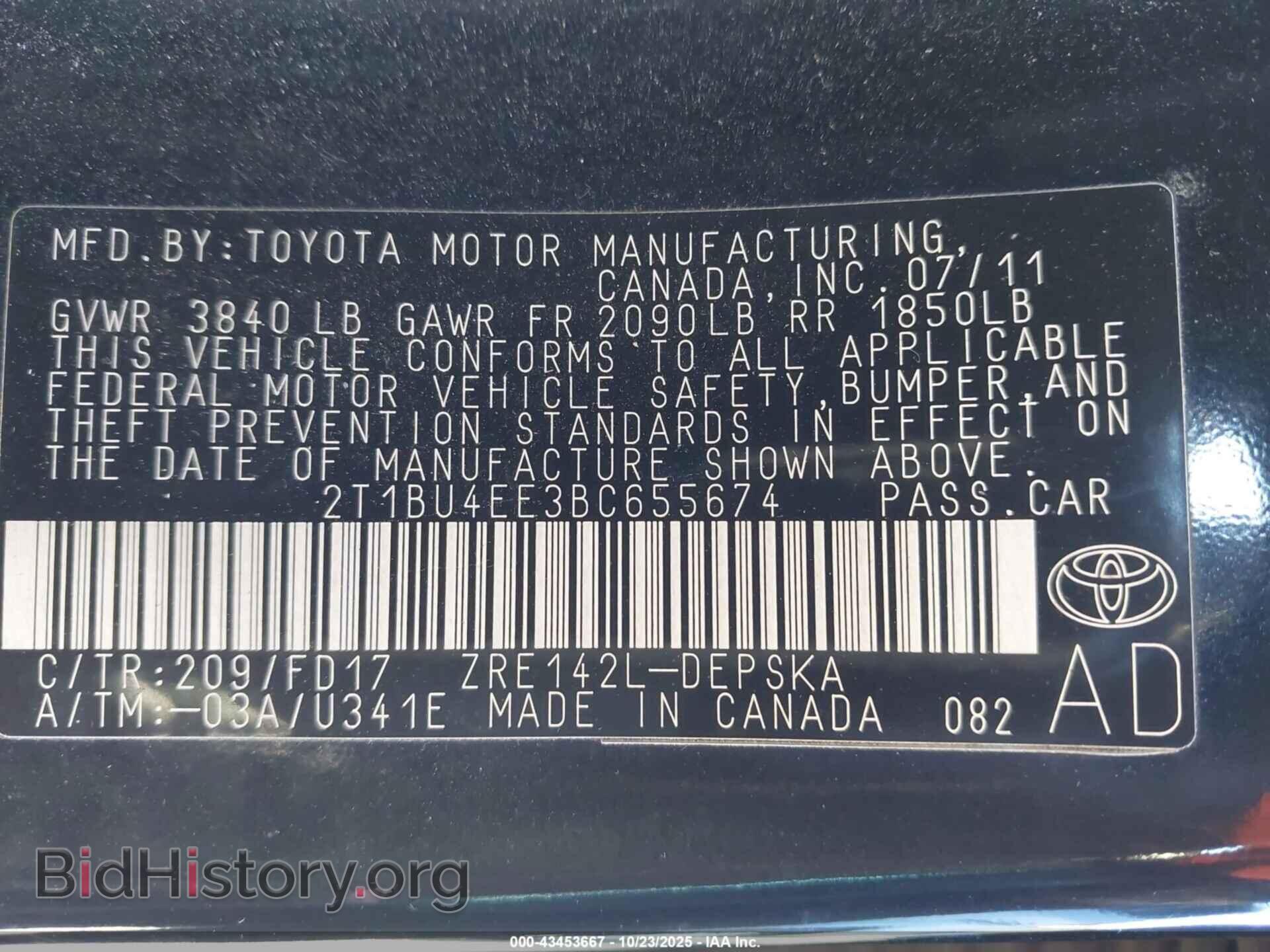 2011 TOYOTA COROLLA - VIN: 2T1BU4EE3BC655674 - Фото 9