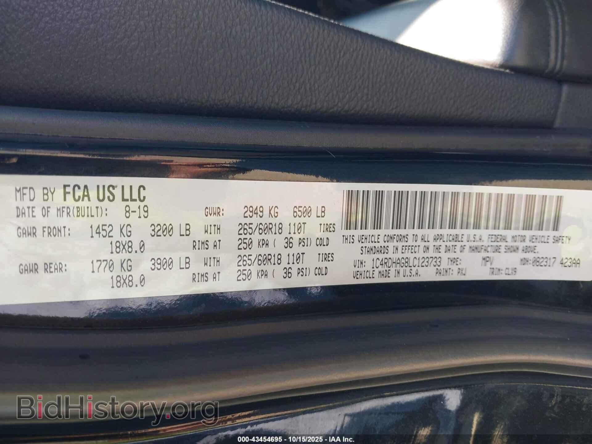 2020 DODGE DURANGO - VIN: 1C4RDHAG8LC123733 - Фото 9