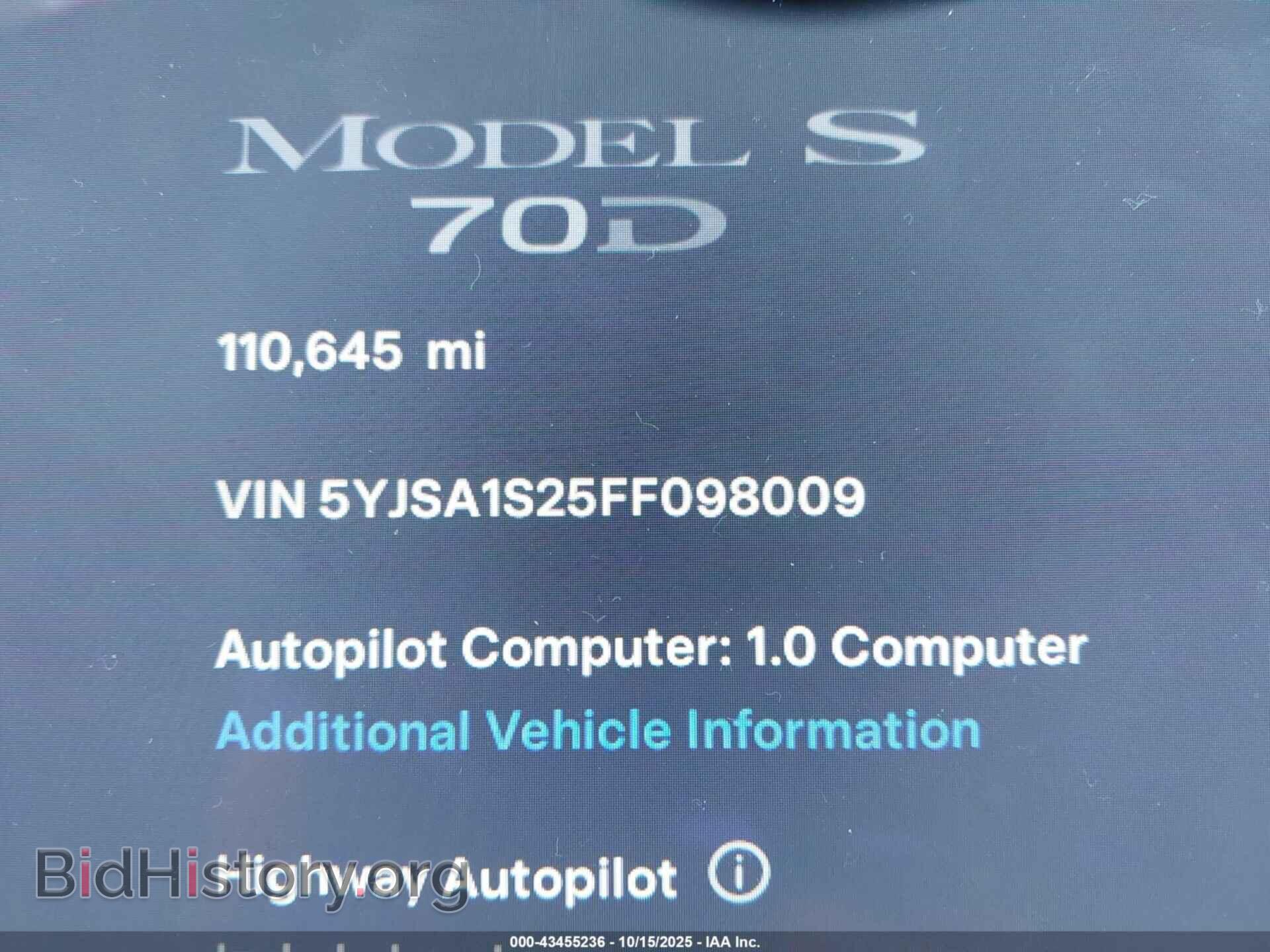 2015 TESLA MODEL S - VIN: 5YJSA1S25FF098009 - Photo 16