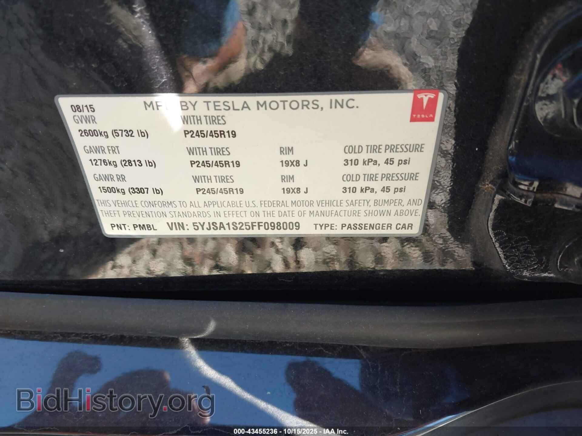 2015 TESLA MODEL S - VIN: 5YJSA1S25FF098009 - Photo 9