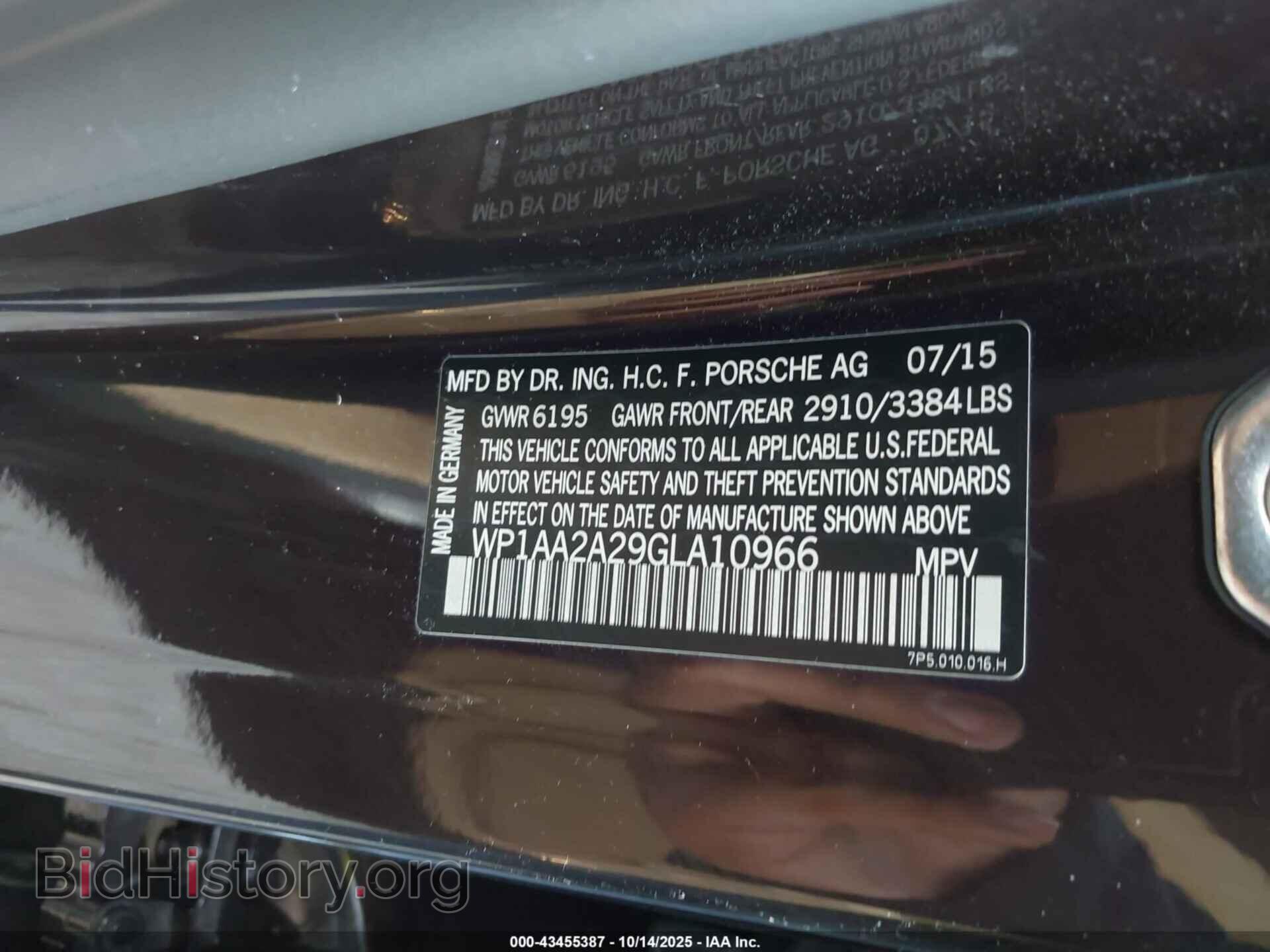 2016 PORSCHE CAYENNE - VIN: WP1AA2A29GLA10966 - Фото 9