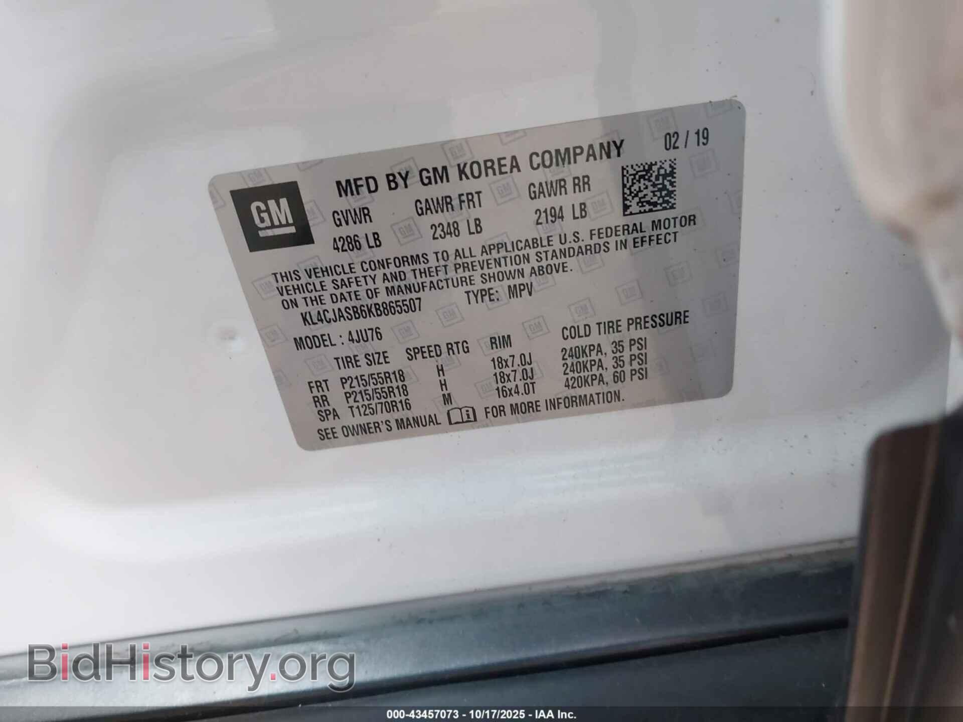2019 BUICK ENCORE - VIN: KL4CJASB6KB865507 - Photo 9