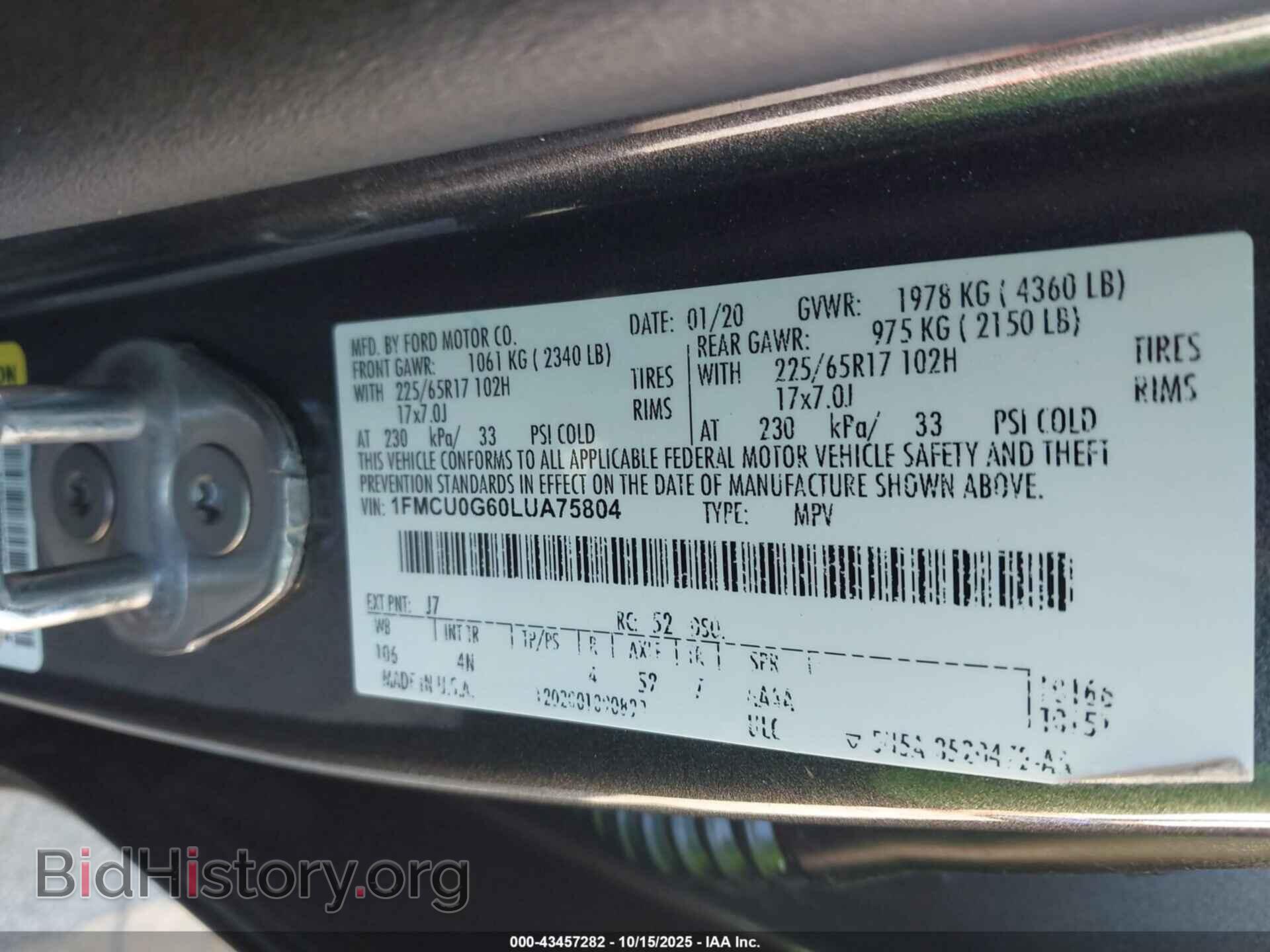 2020 FORD ESCAPE - VIN: 1FMCU0G60LUA75804 - Photo 9