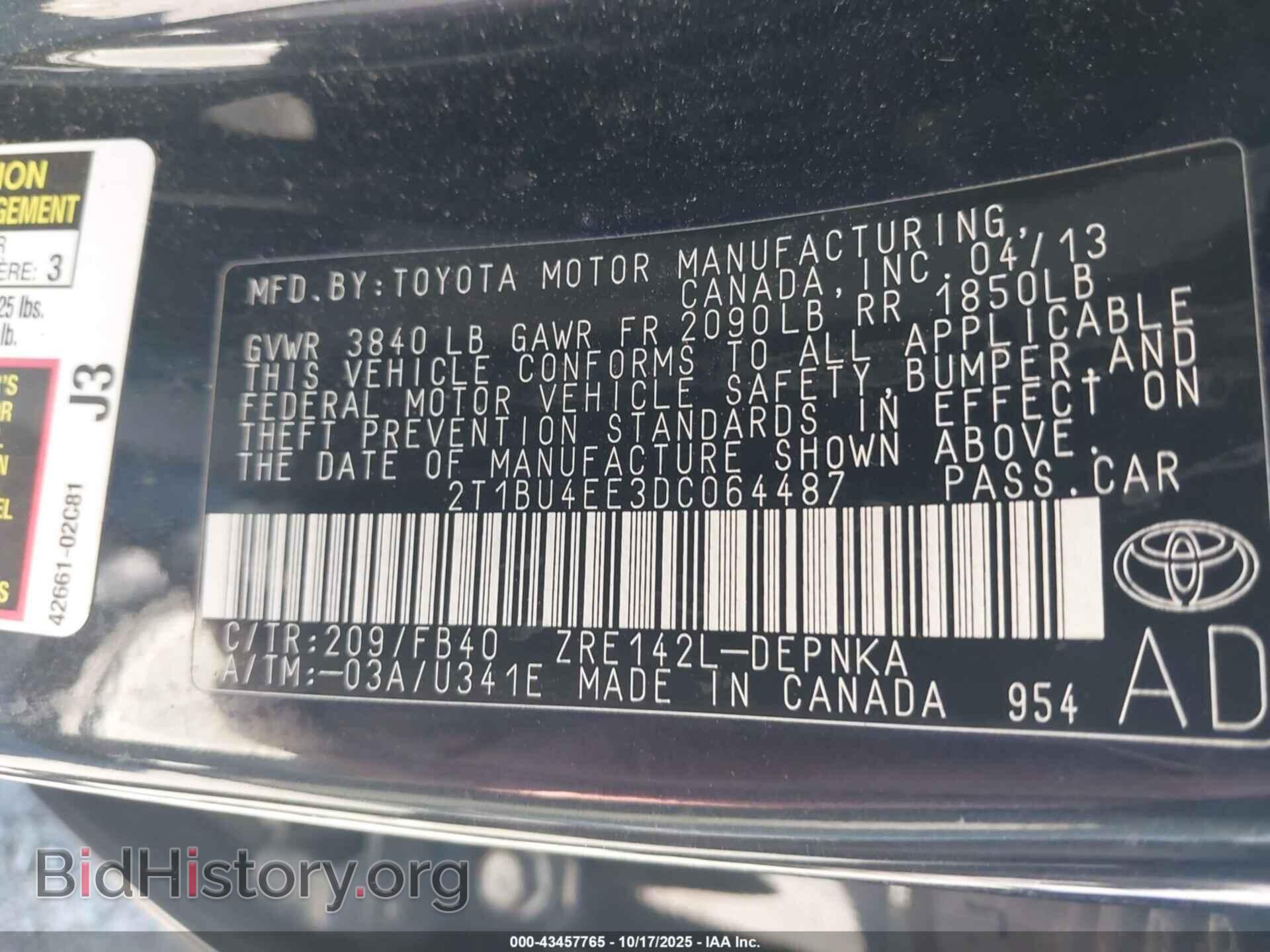 2013 TOYOTA COROLLA - VIN: 2T1BU4EE3DC064487 - Фото 9