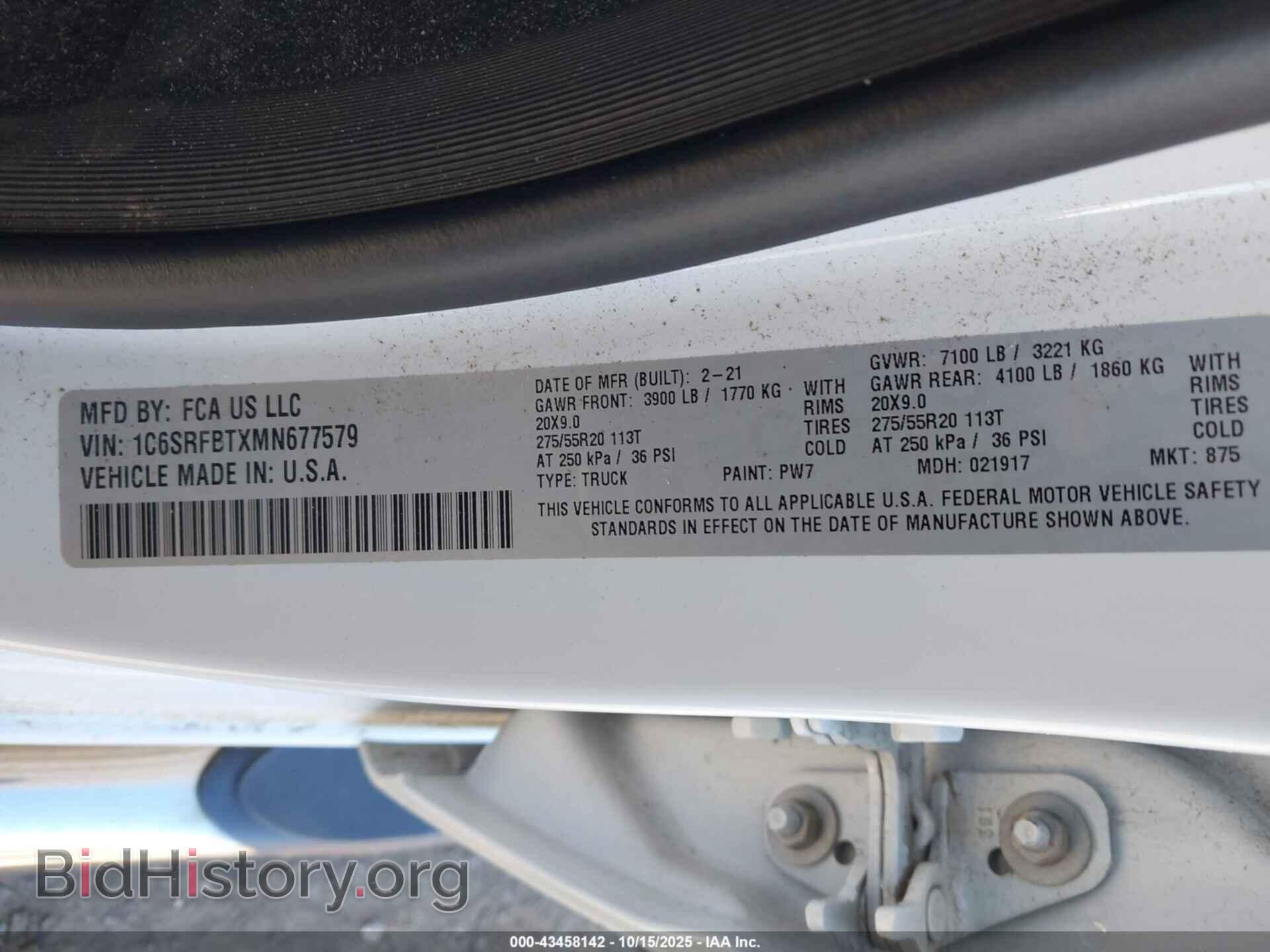 2021 RAM 1500 - VIN: 1C6SRFBTXMN677579 - Фото 9