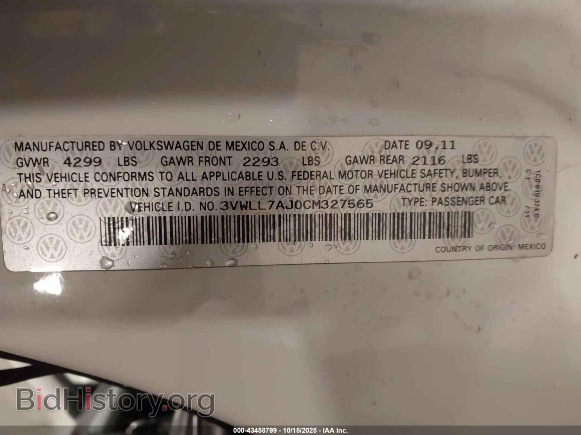2012 VOLKSWAGEN JETTA - VIN: 3VWLL7AJ0CM327565 - Фото 9