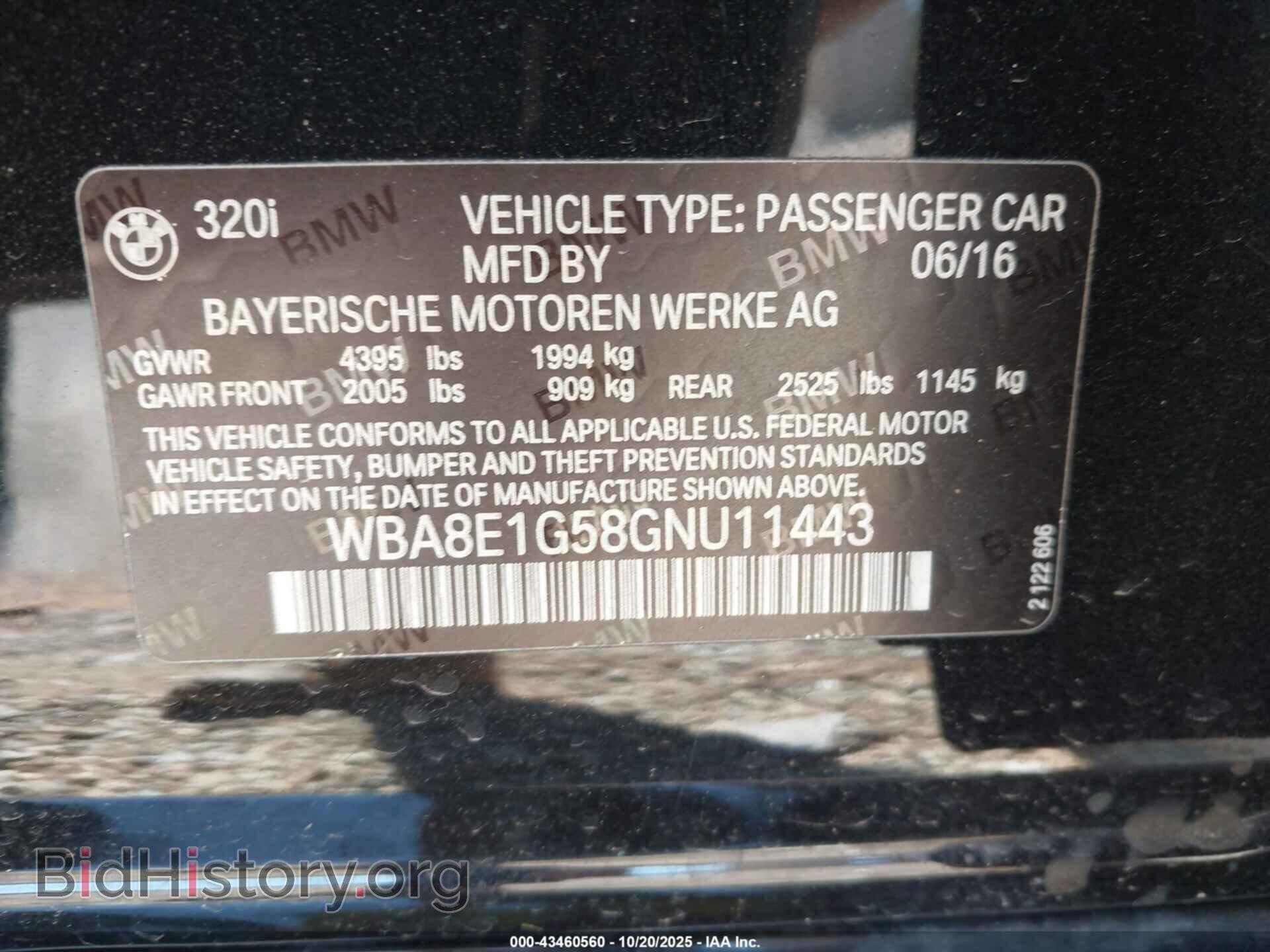 2016 BMW 320I - VIN: WBA8E1G58GNU11443 - Фото 9