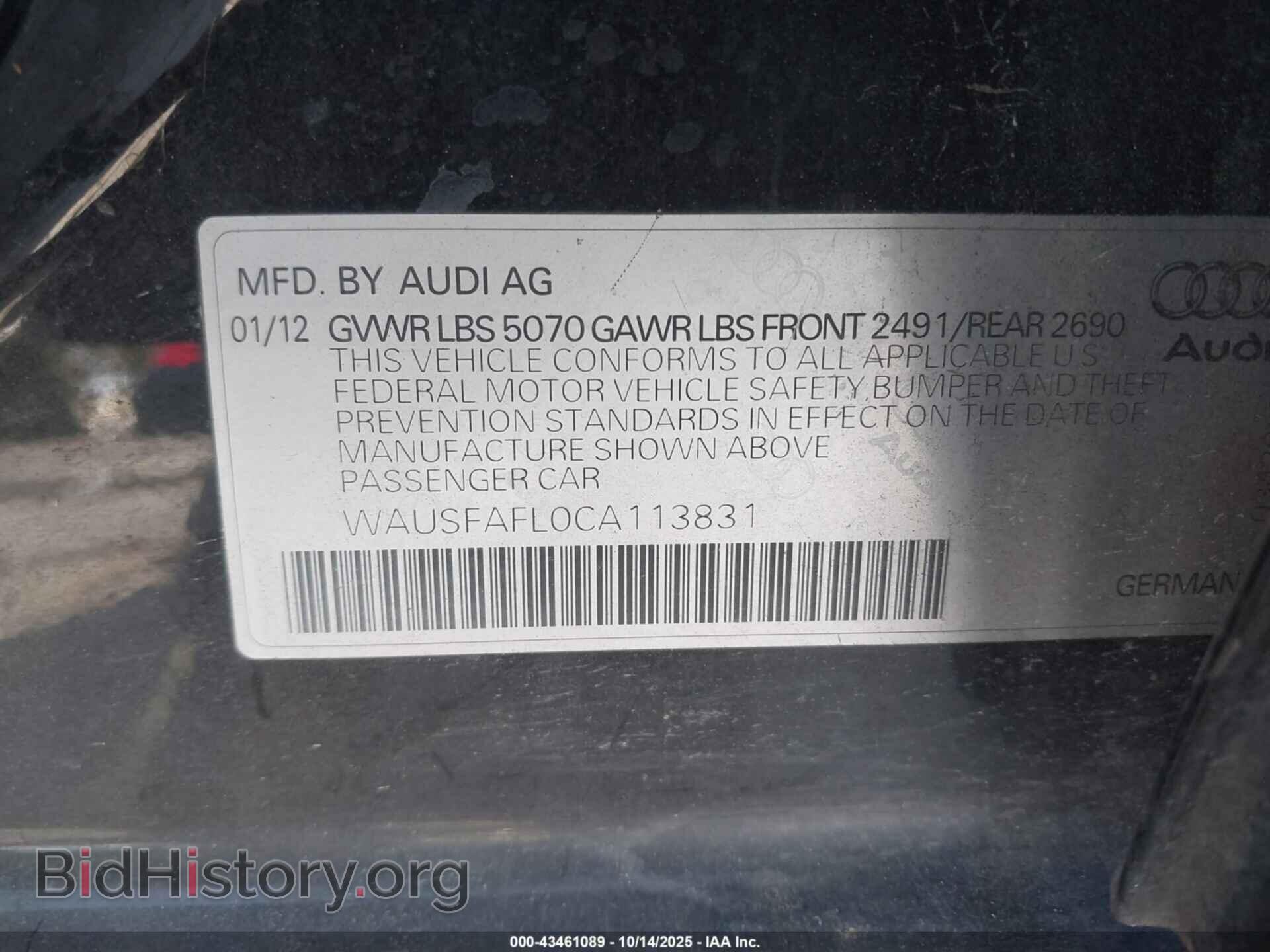 2012 AUDI A4 - VIN: WAUSFAFL0CA113831 - Photo 9