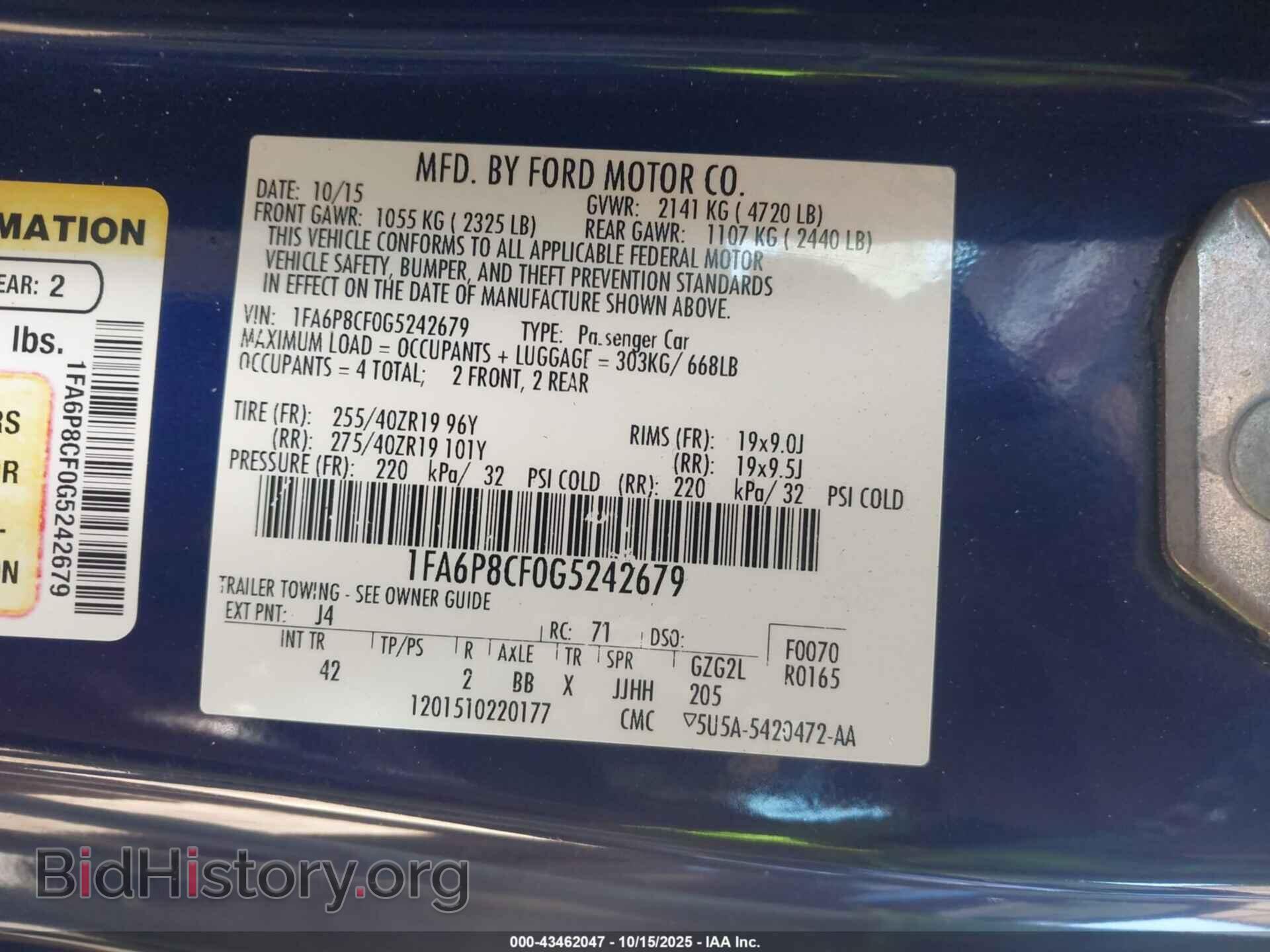 2016 FORD MUSTANG - VIN: 1FA6P8CF0G5242679 - Фото 9