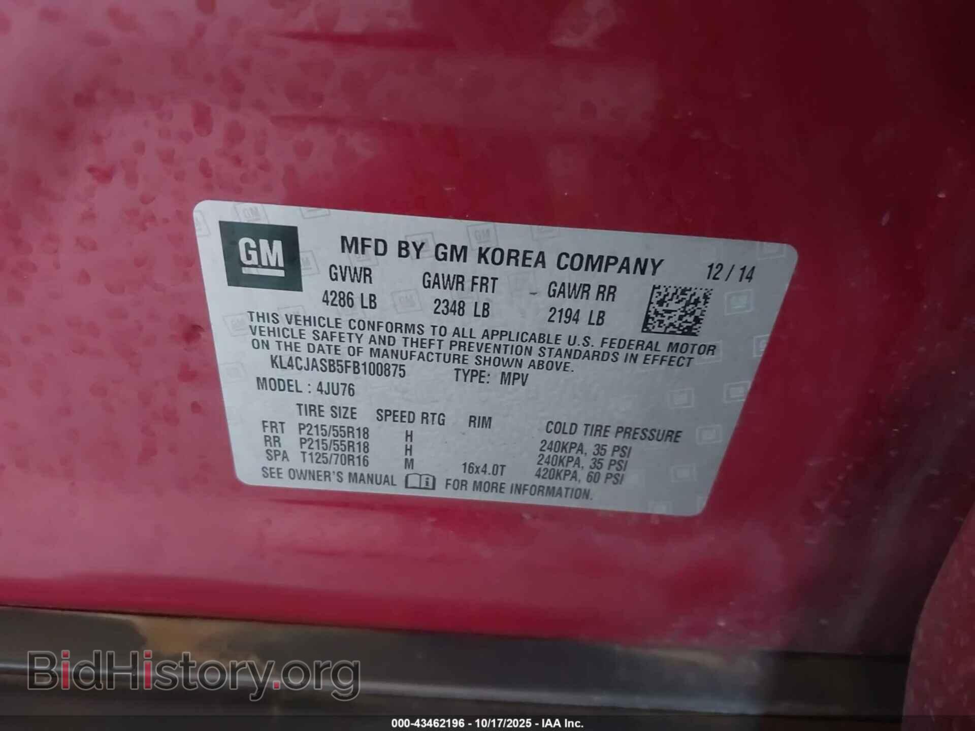 2015 BUICK ENCORE - VIN: KL4CJASB5FB100875 - Photo 9
