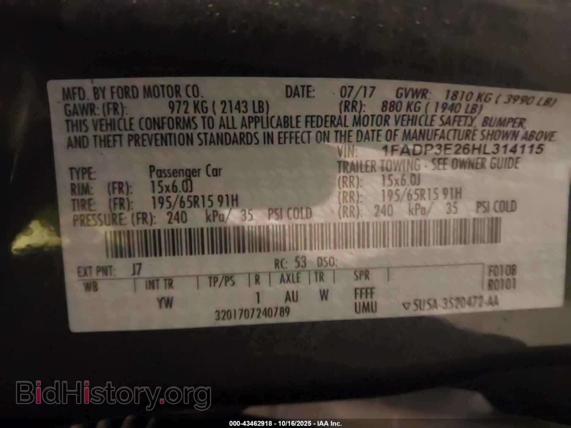 2017 FORD FOCUS - VIN: 1FADP3E26HL314115 - Фото 9