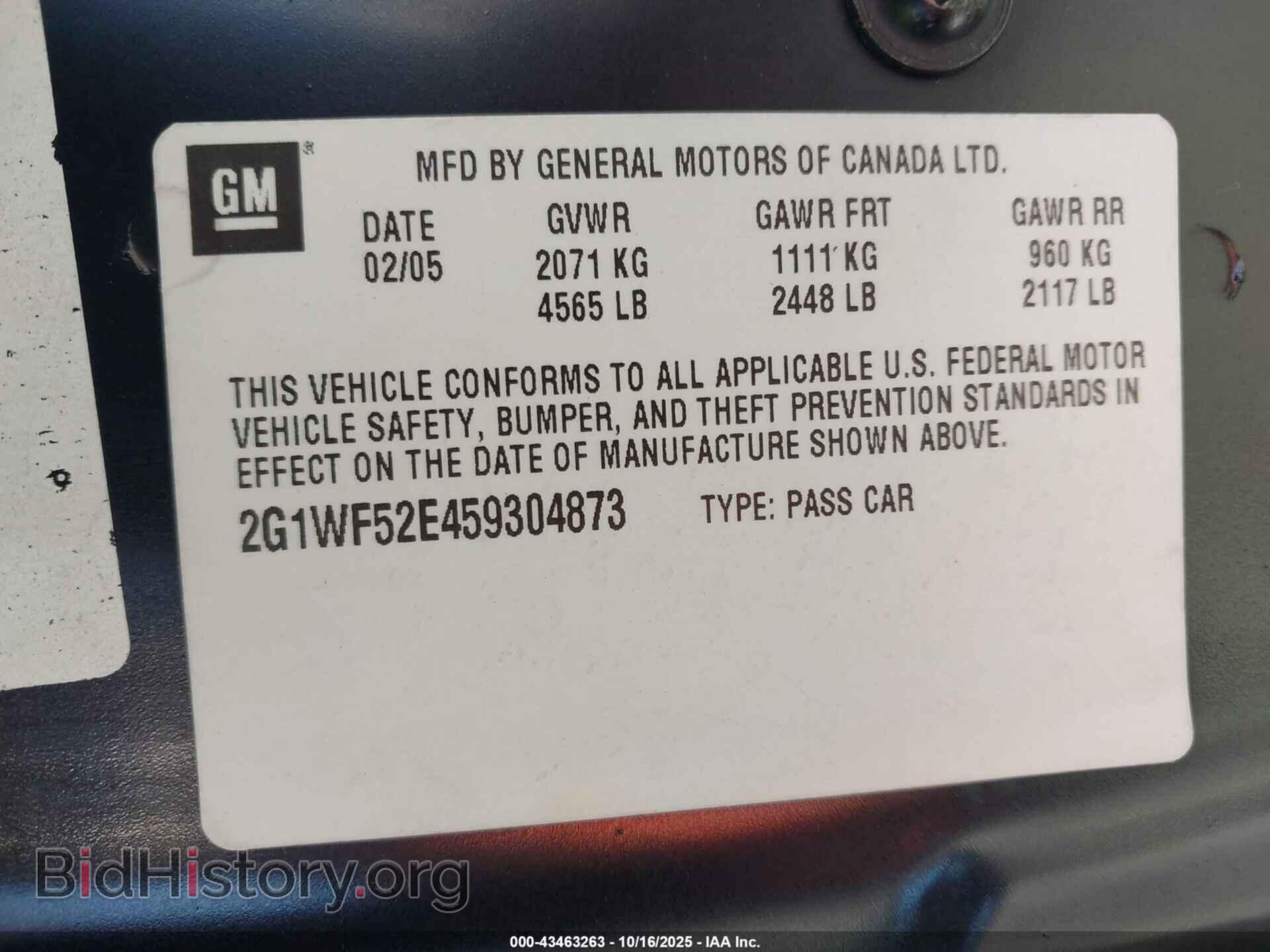 2005 CHEVROLET IMPALA - VIN: 2G1WF52E459304873 - Фото 9