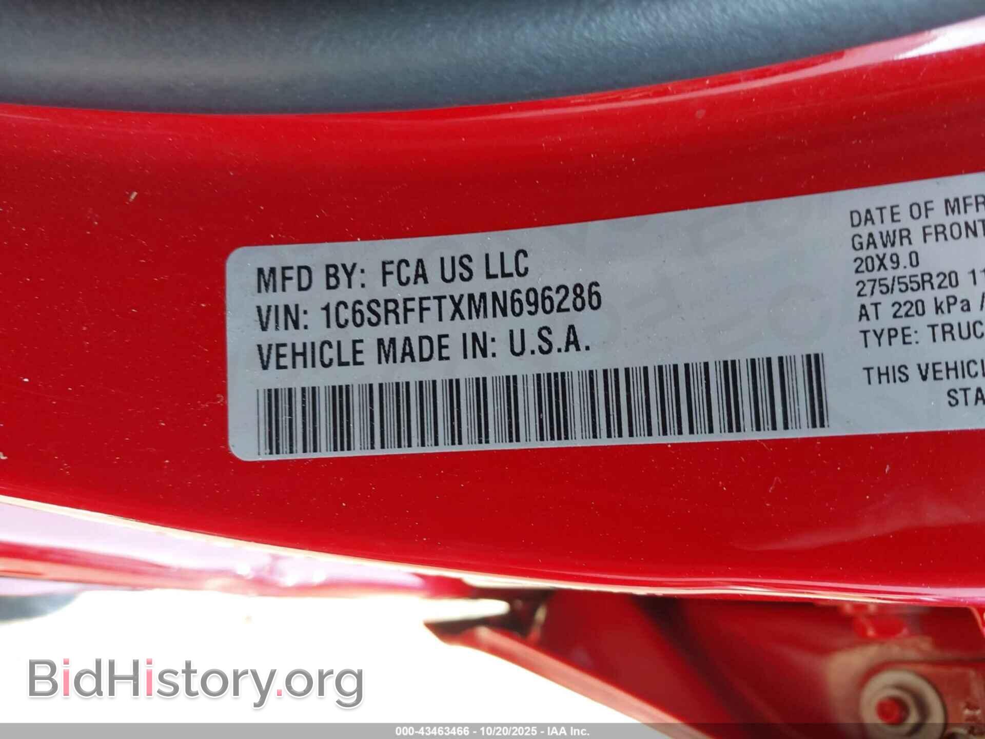 2021 RAM 1500 - VIN: 1C6SRFFTXMN696286 - Фото 9