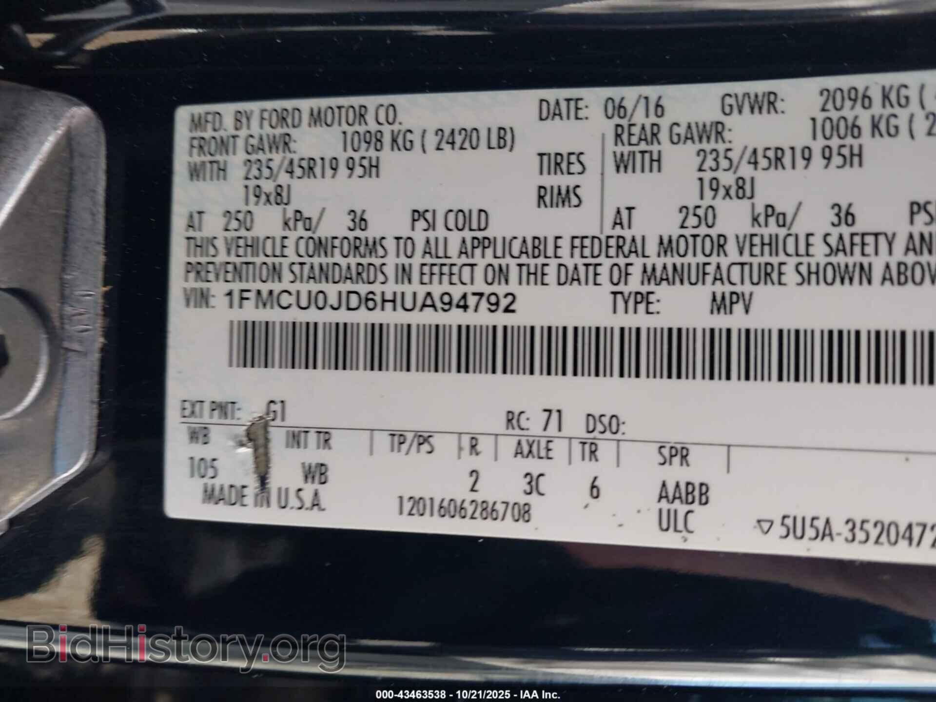 2017 FORD ESCAPE - VIN: 1FMCU0JD6HUA94792 - Photo 9