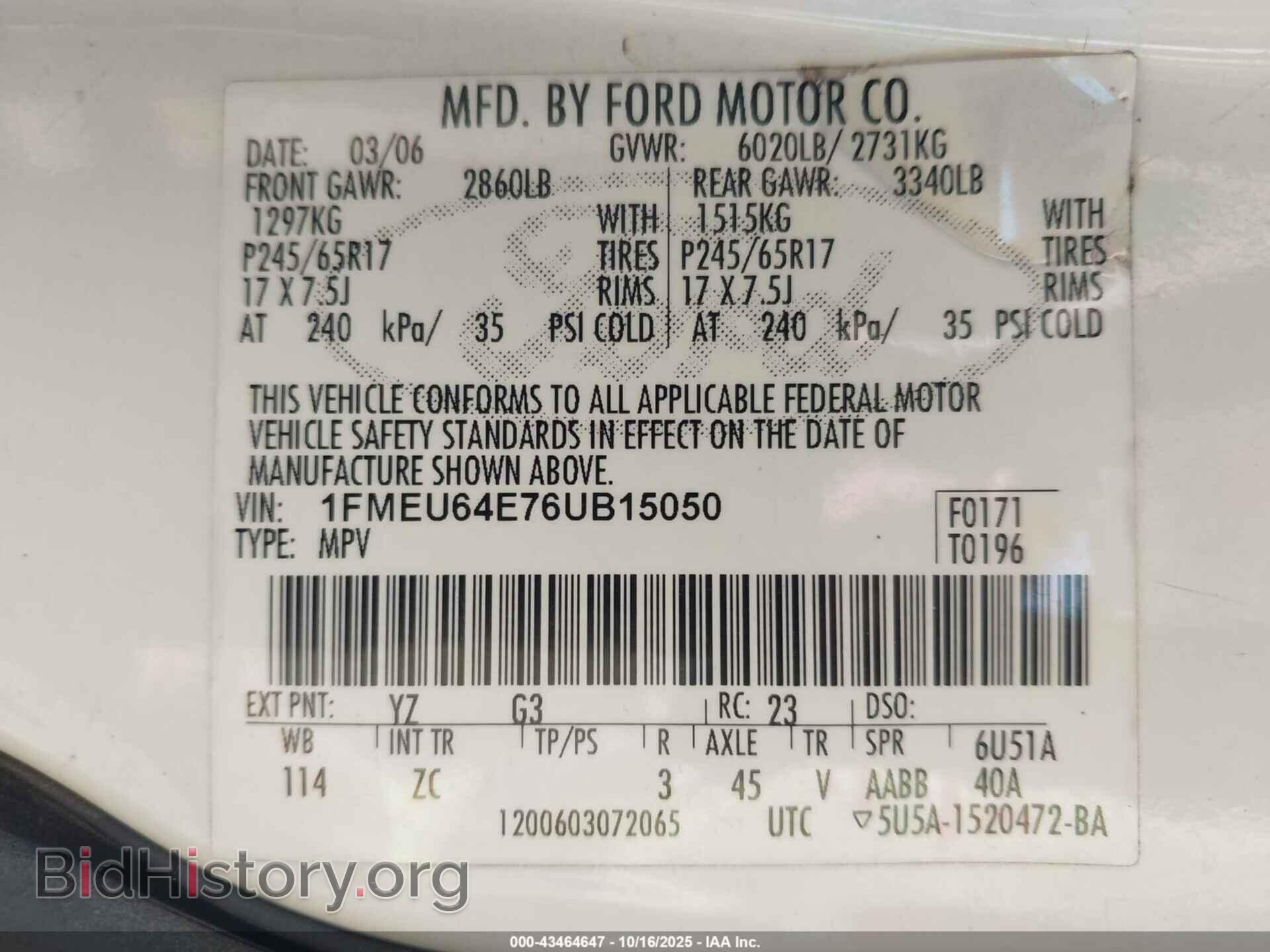 2006 FORD EXPLORER - VIN: 1FMEU64E76UB15050 - Фото 9
