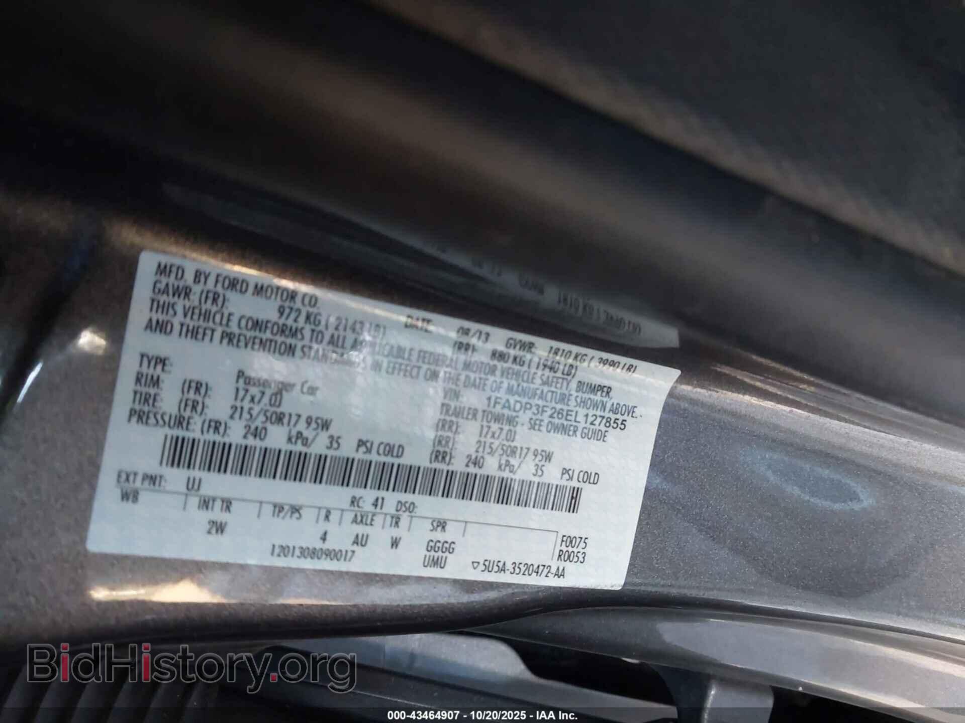 2014 FORD FOCUS - VIN: 1FADP3F26EL127855 - Фото 9