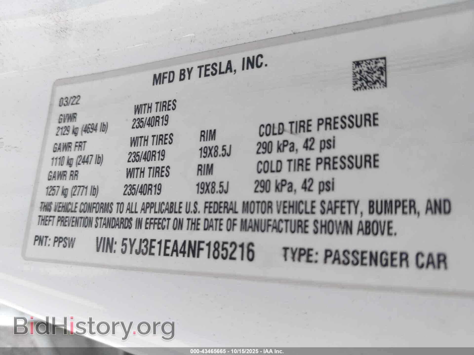2022 TESLA MODEL 3 - VIN: 5YJ3E1EA4NF185216 - Фото 9