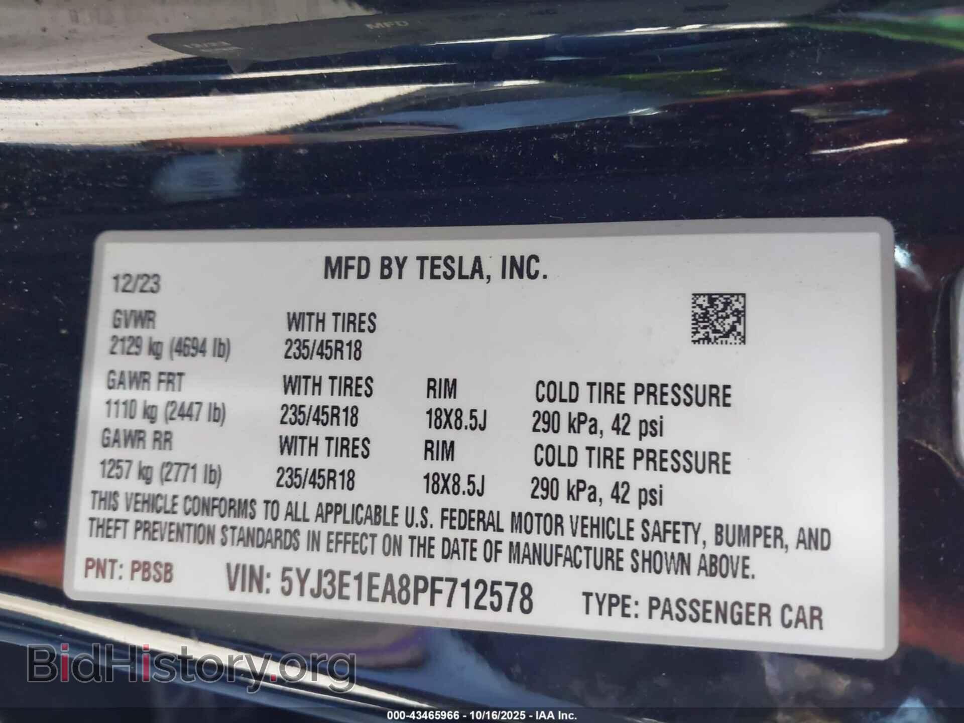 2023 TESLA MODEL 3 - VIN: 5YJ3E1EA8PF712578 - Фото 9