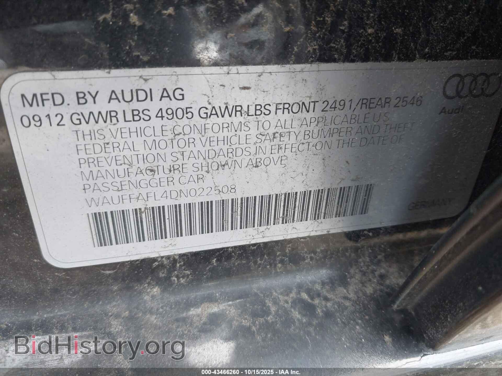 2013 AUDI A4 - VIN: WAUFFAFL4DN022508 - Photo 9