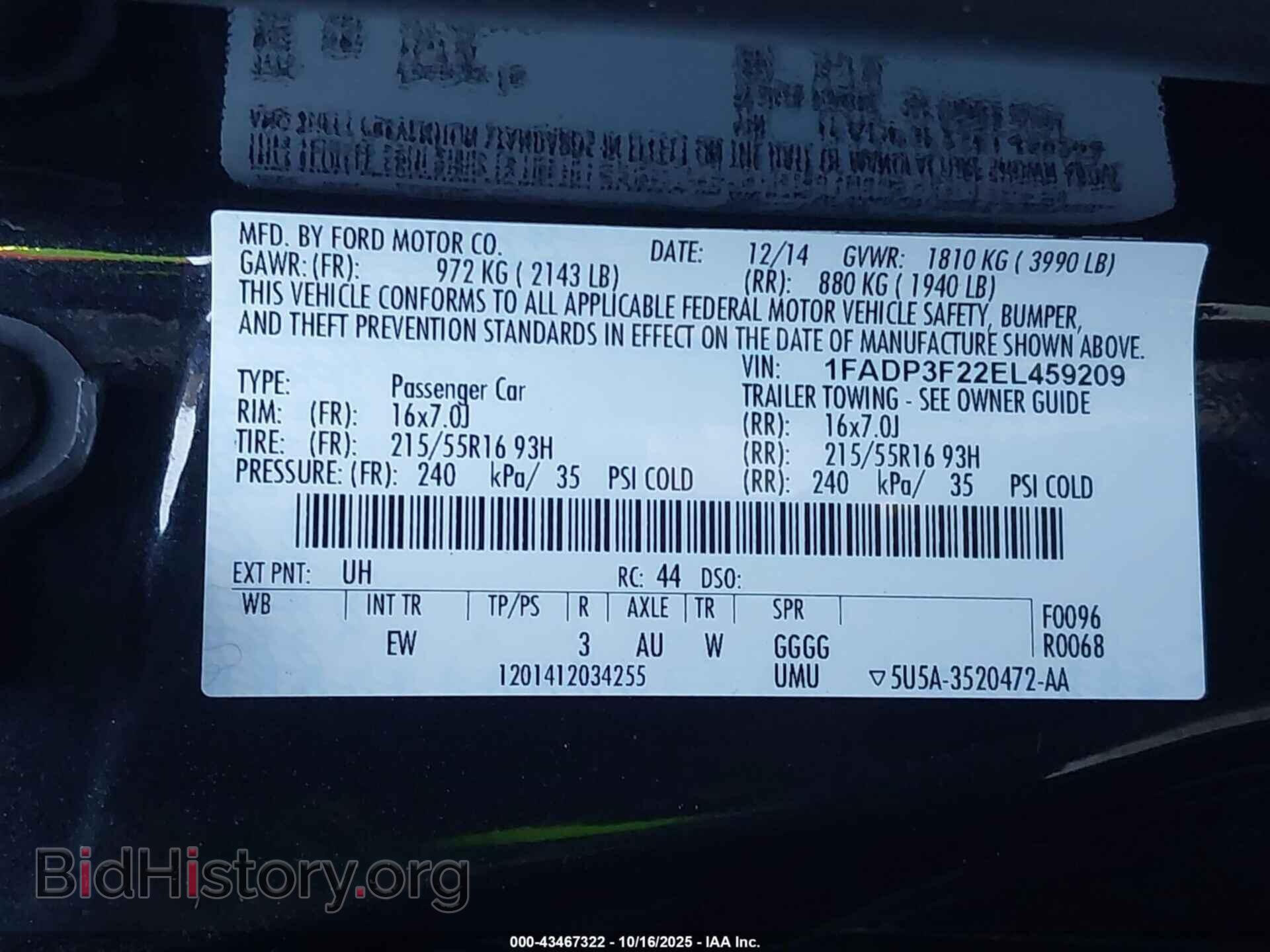 2014 FORD FOCUS - VIN: 1FADP3F22EL459209 - Photo 9